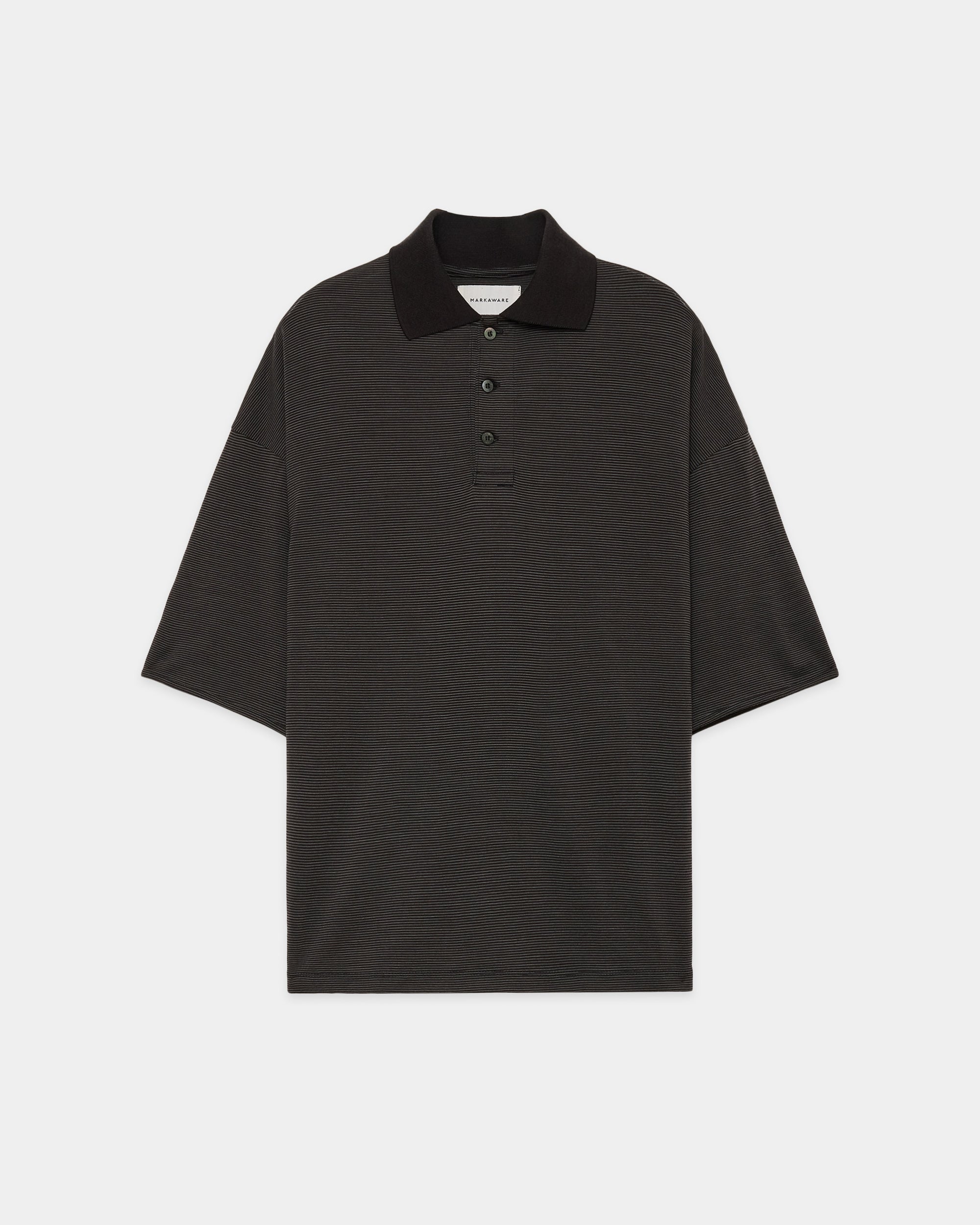 SUPER 160's WOOL WASHABLE KNIT SHORT SLEEVE POLO, Black x Sage