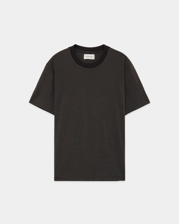 SUPER 160's WOOL WASHABLE KNIT REGULAR FIT Tee, Black x Sage