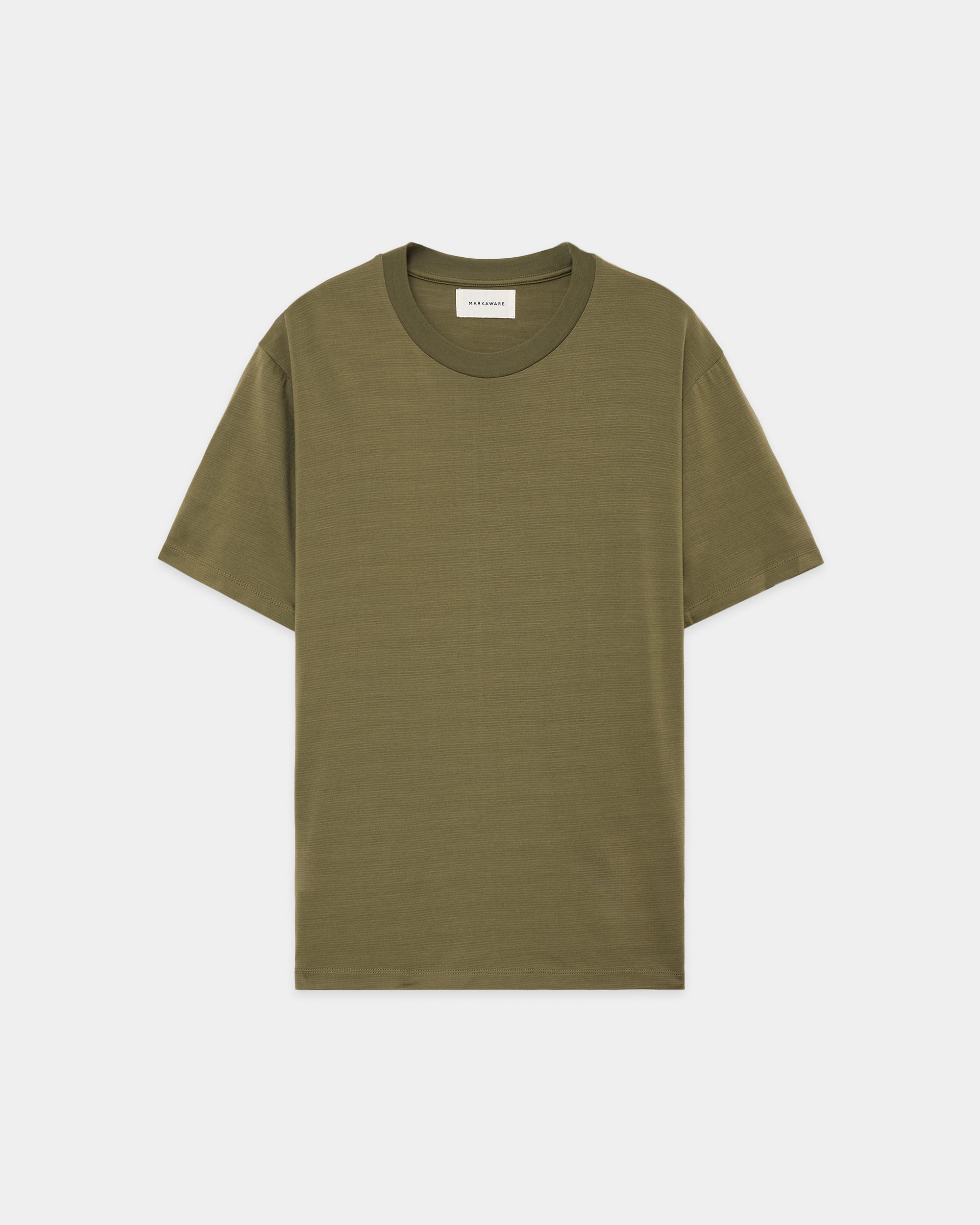 SUPER 160's WOOL WASHABLE KNIT REGULAR FIT Tee, Khaki x Olive