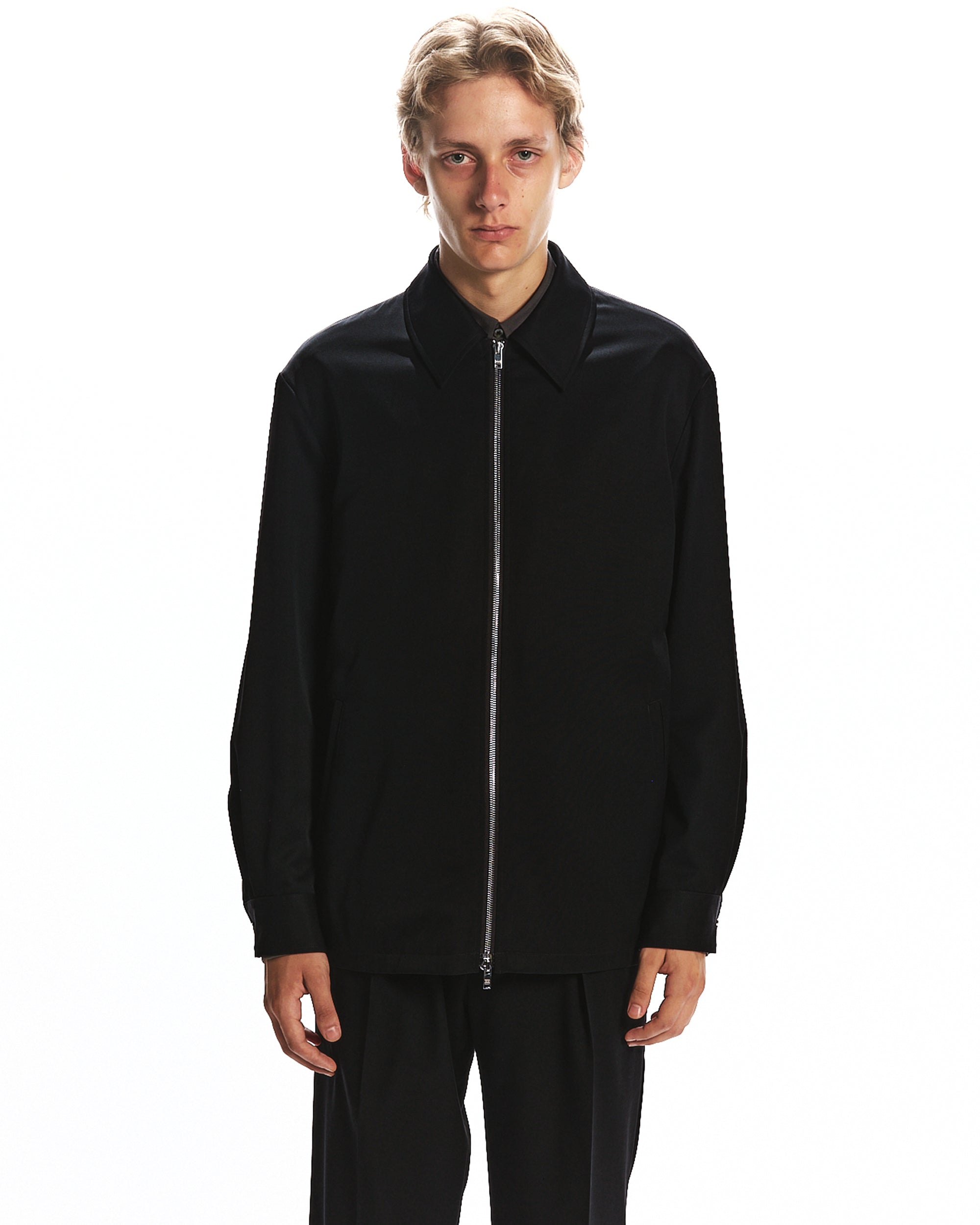 SUPER 160's WOOL GABARDINE DRIVERS JACKET, Black