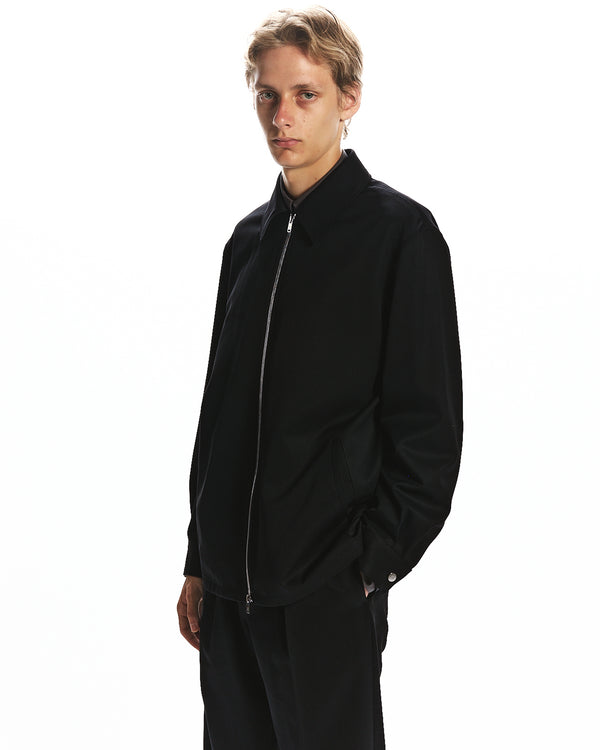 SUPER 160's WOOL GABARDINE DRIVERS JACKET, Black