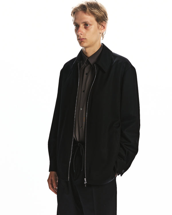 SUPER 160's WOOL GABARDINE DRIVERS JACKET, Black