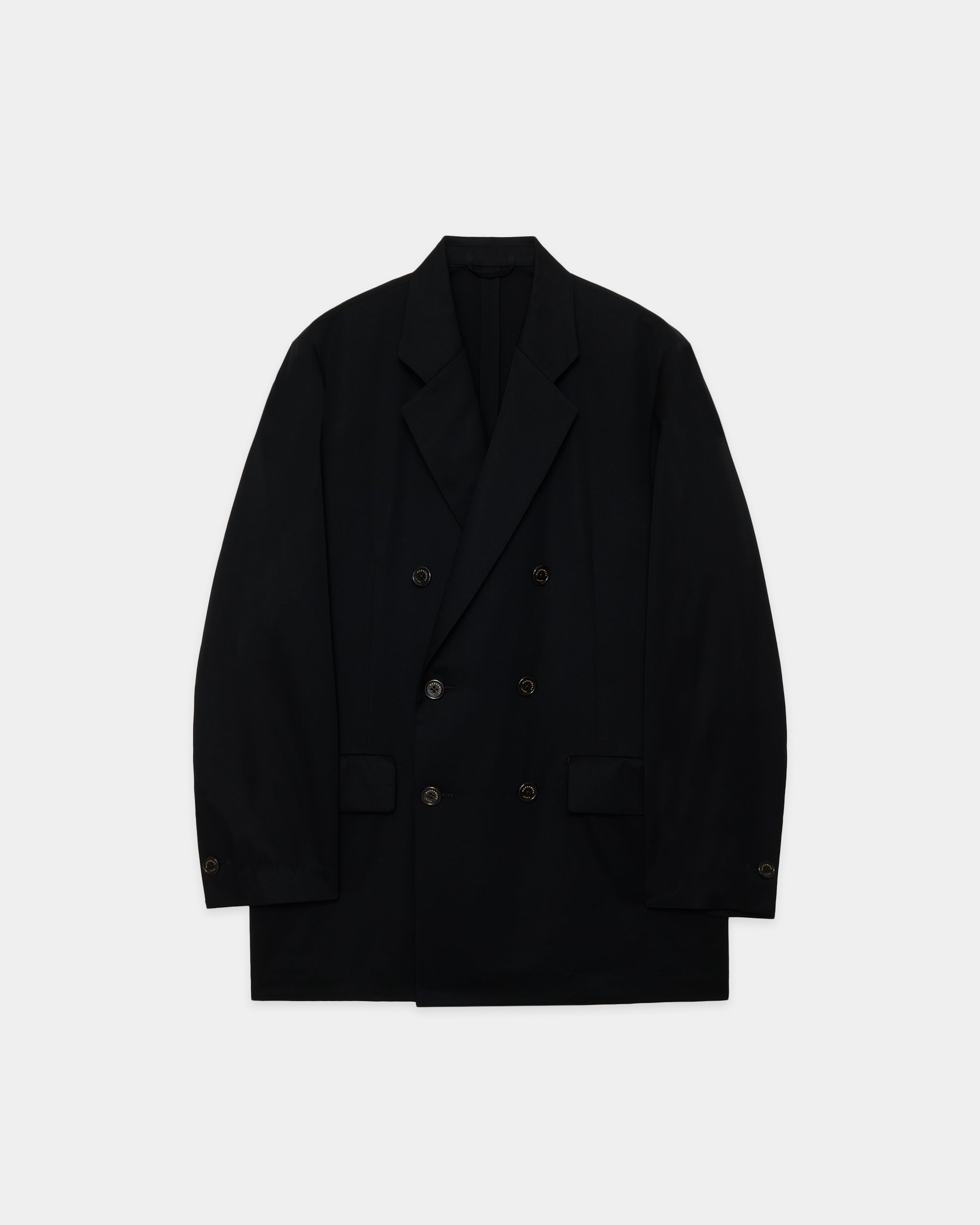 SUPER 160's WOOL GABARDINE DOUBLE BREASTED COMFORT JACKET, Black