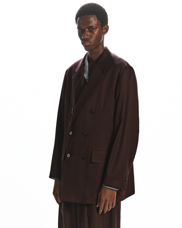 SUPER 160's WOOL GABARDINE DOUBLE BREASTED COMFORT JACKET, Dark Brown