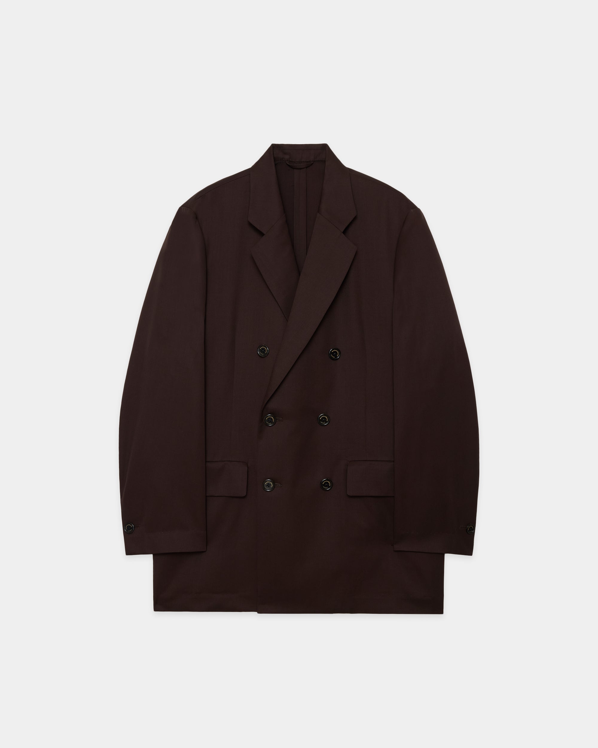 SUPER 160's WOOL GABARDINE DOUBLE BREASTED COMFORT JACKET, Dark Brown