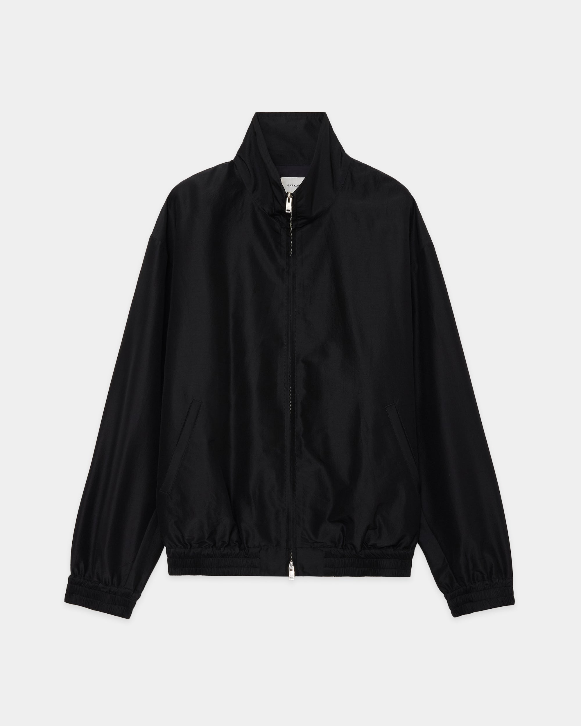 BRATAC SILK × ORGANIC WOOL TAFFETA SPORTS JACKET, Black