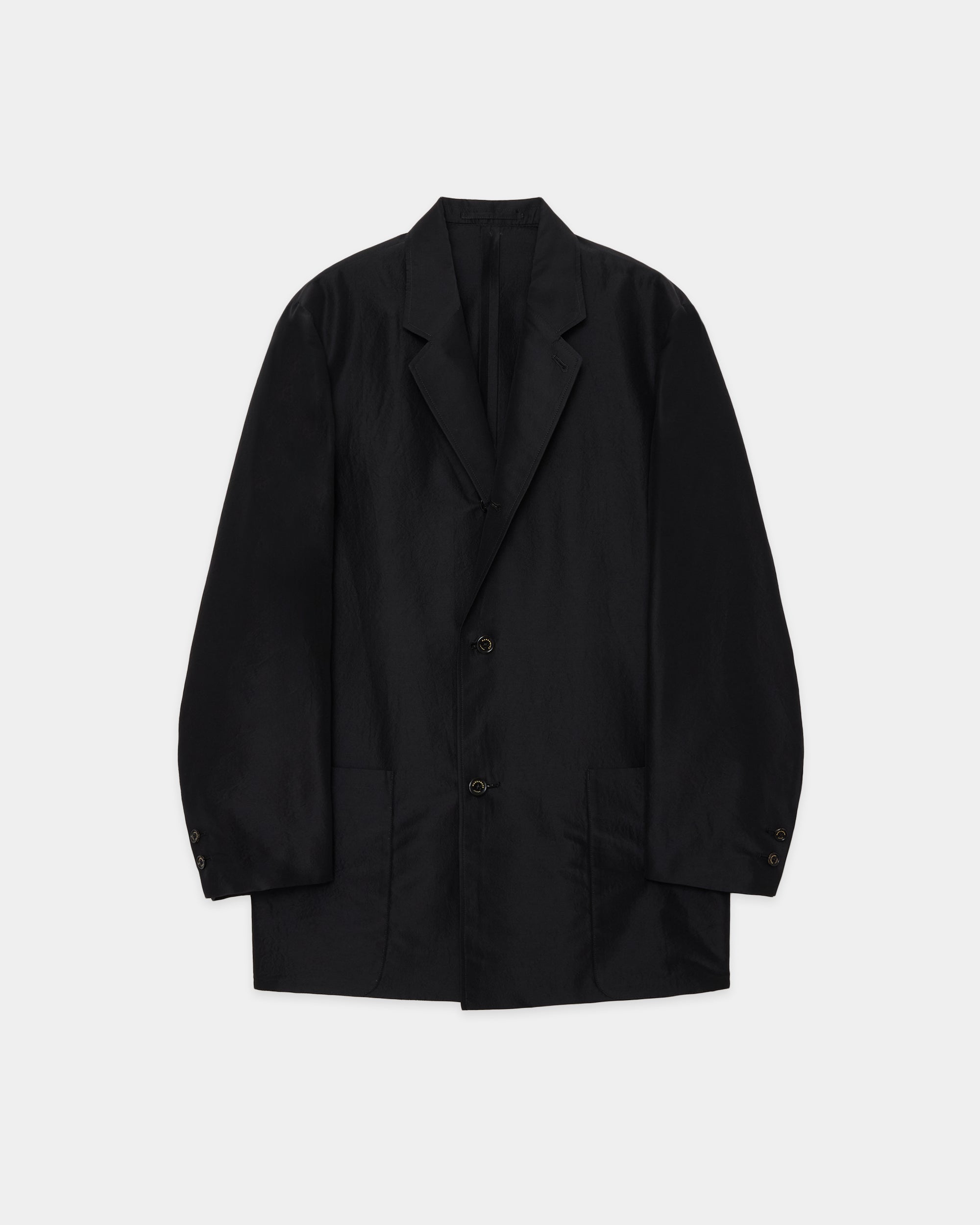 BRATAC SILK × ORGANIC WOOL TAFFETA COMFORT CAR COAT, Black