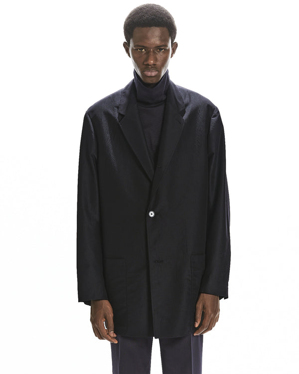 BRATAC SILK × ORGANIC WOOL TAFFETA COMFORT CAR COAT, Black