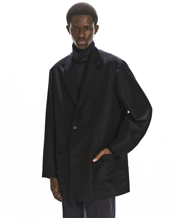 BRATAC SILK × ORGANIC WOOL TAFFETA COMFORT CAR COAT, Black