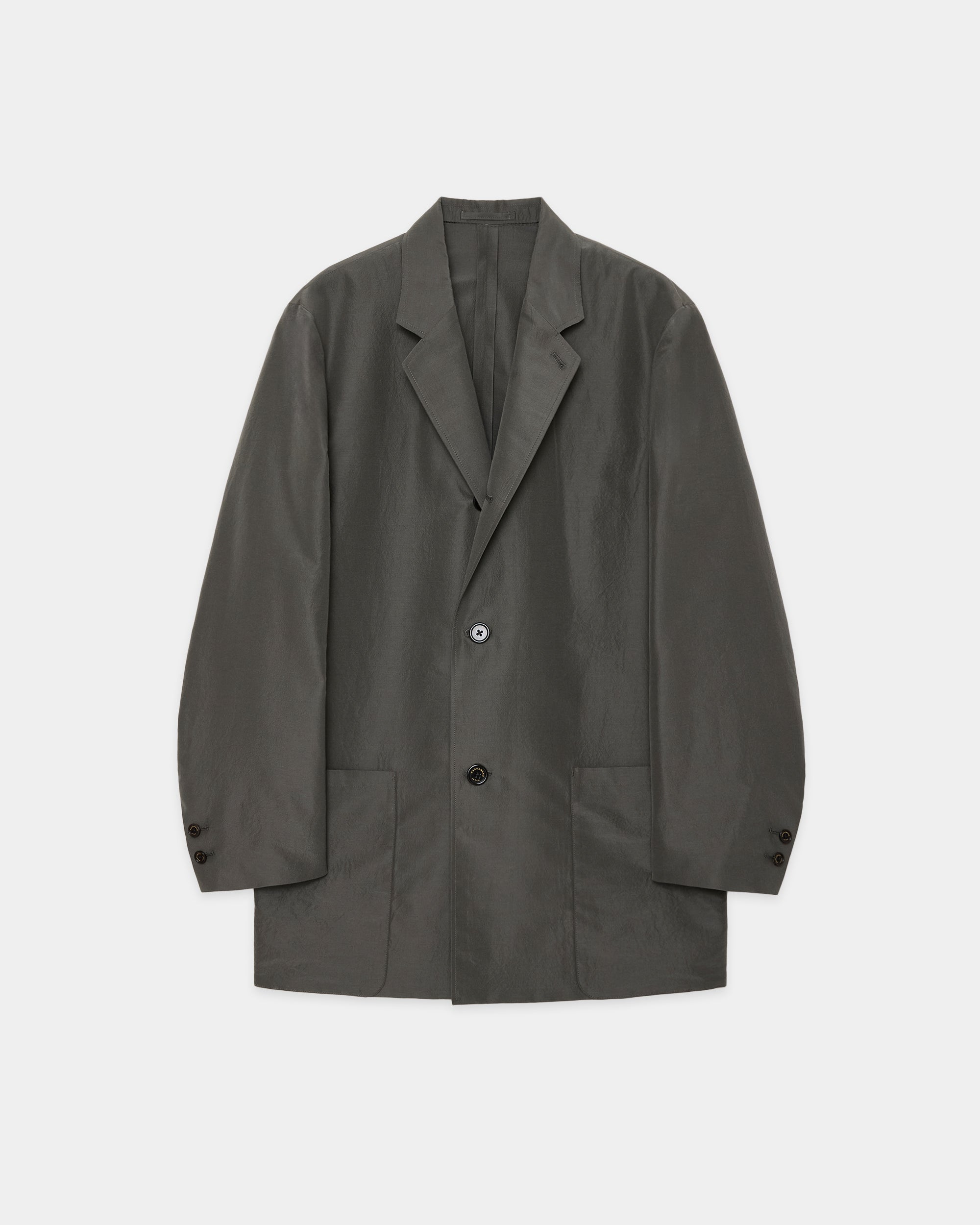 BRATAC SILK × ORGANIC WOOL TAFFETA COMFORT CAR COAT, Sage Green