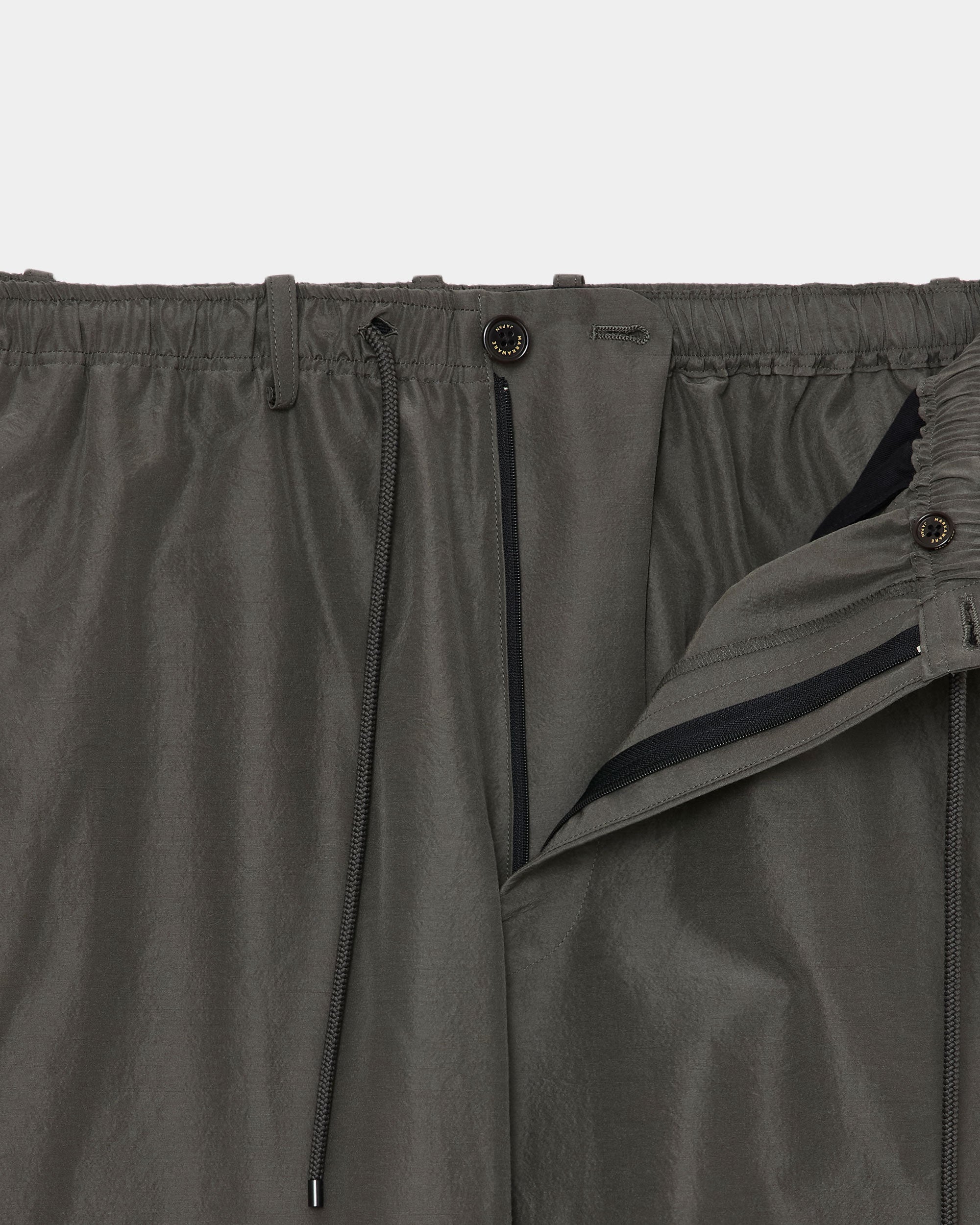 BRATAC SILK × ORGANIC WOOL TAFFETA WIDE TRUCK PANTS, Sage Green