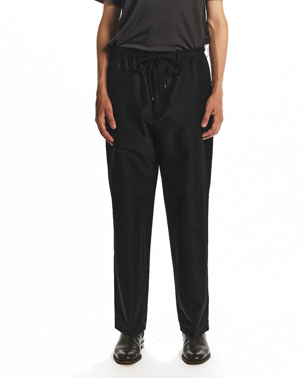 BRATAC SILK × ORGANIC WOOL TAFFETA REGULAR STRAIGHT TRUCK PANTS, Black