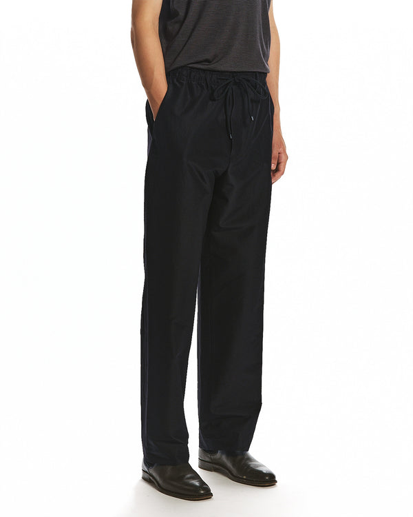 BRATAC SILK × ORGANIC WOOL TAFFETA REGULAR STRAIGHT TRUCK PANTS, Black