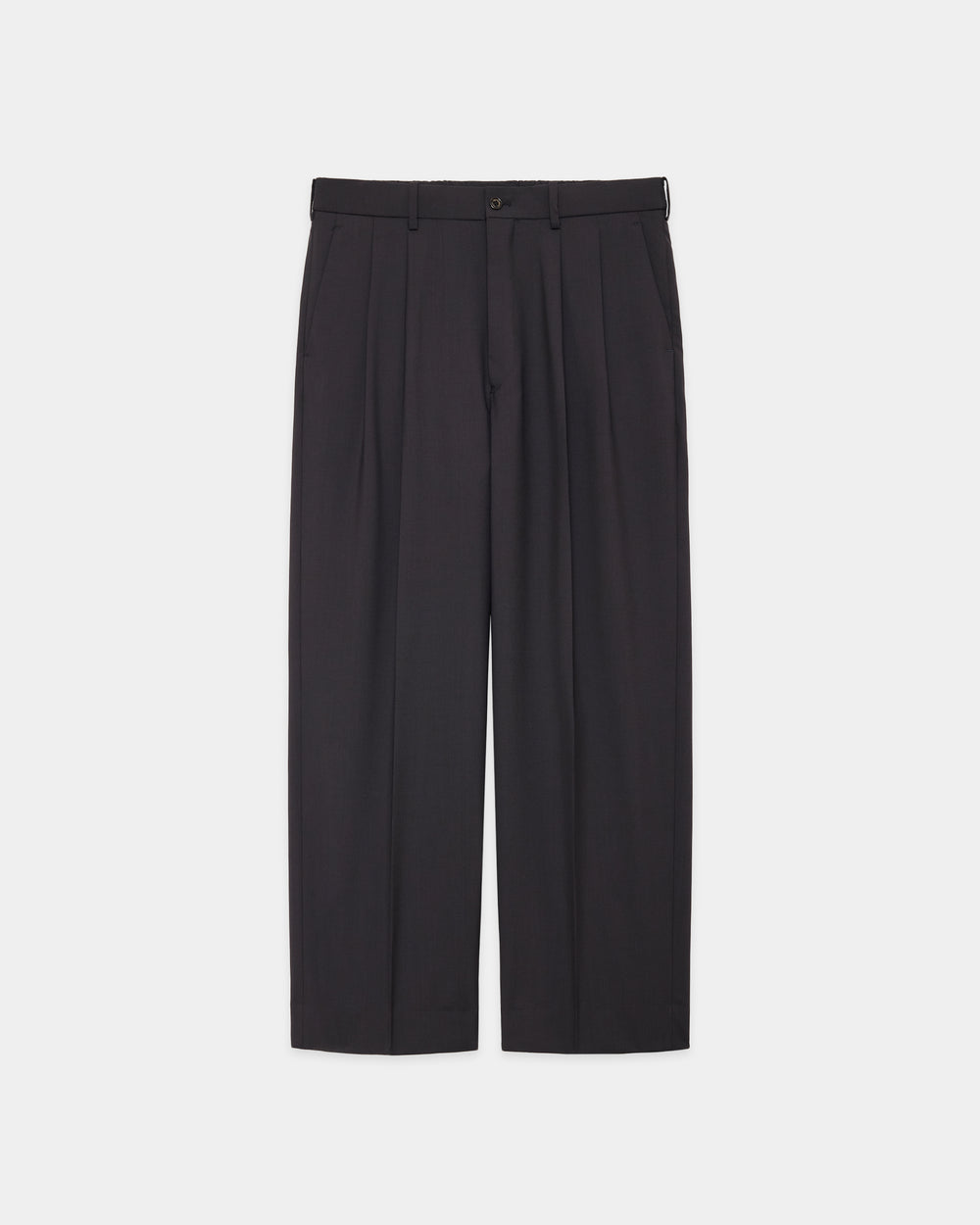 ORGANIC WOOL 2/80 TROPICAL CLASSIC FIT DOUBLE PLEATED TROUSERS, Charcoal