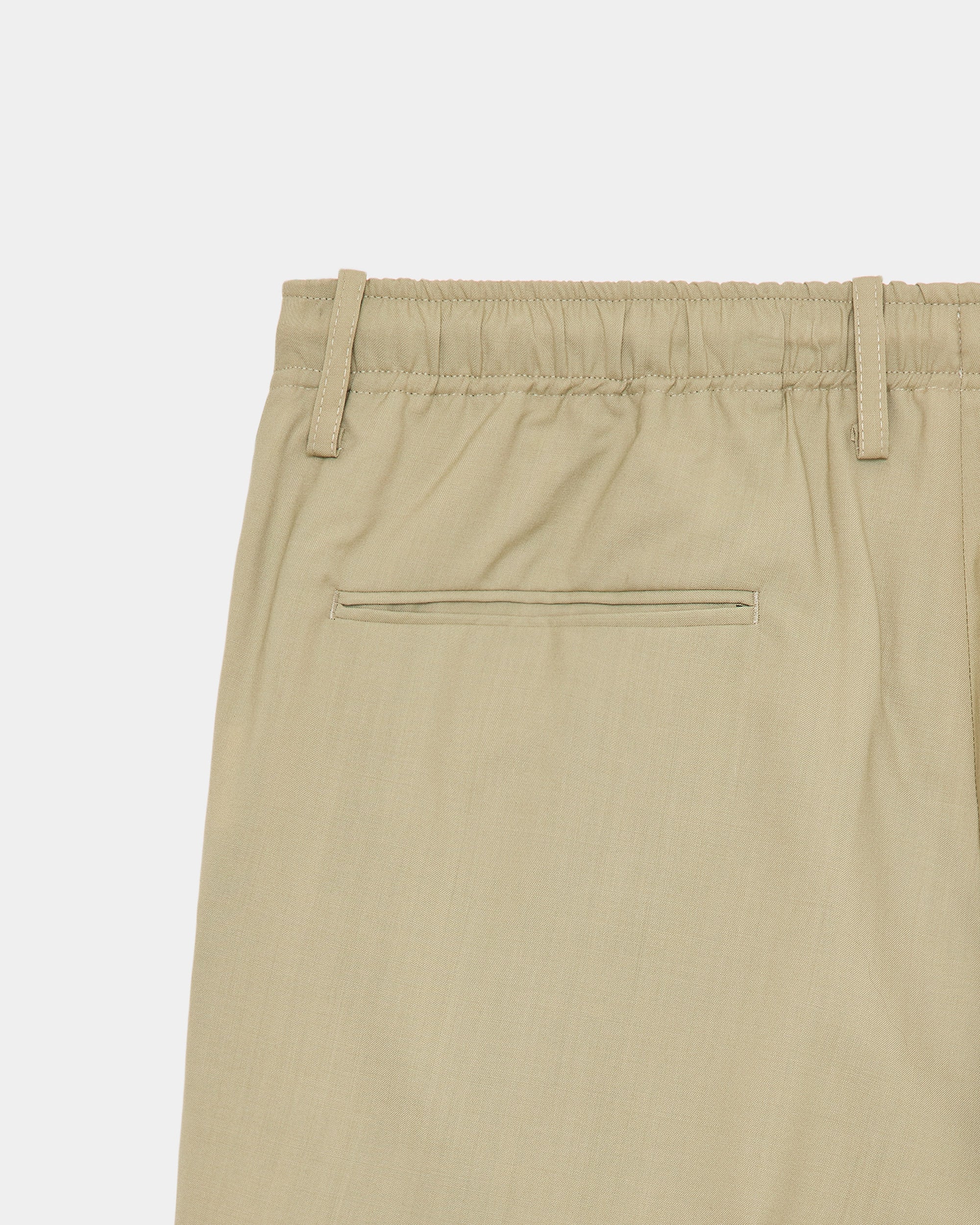 ORGANIC WOOL 2/80 TROPICAL ONE TUCK TAPERED EASY PANTS, Beige