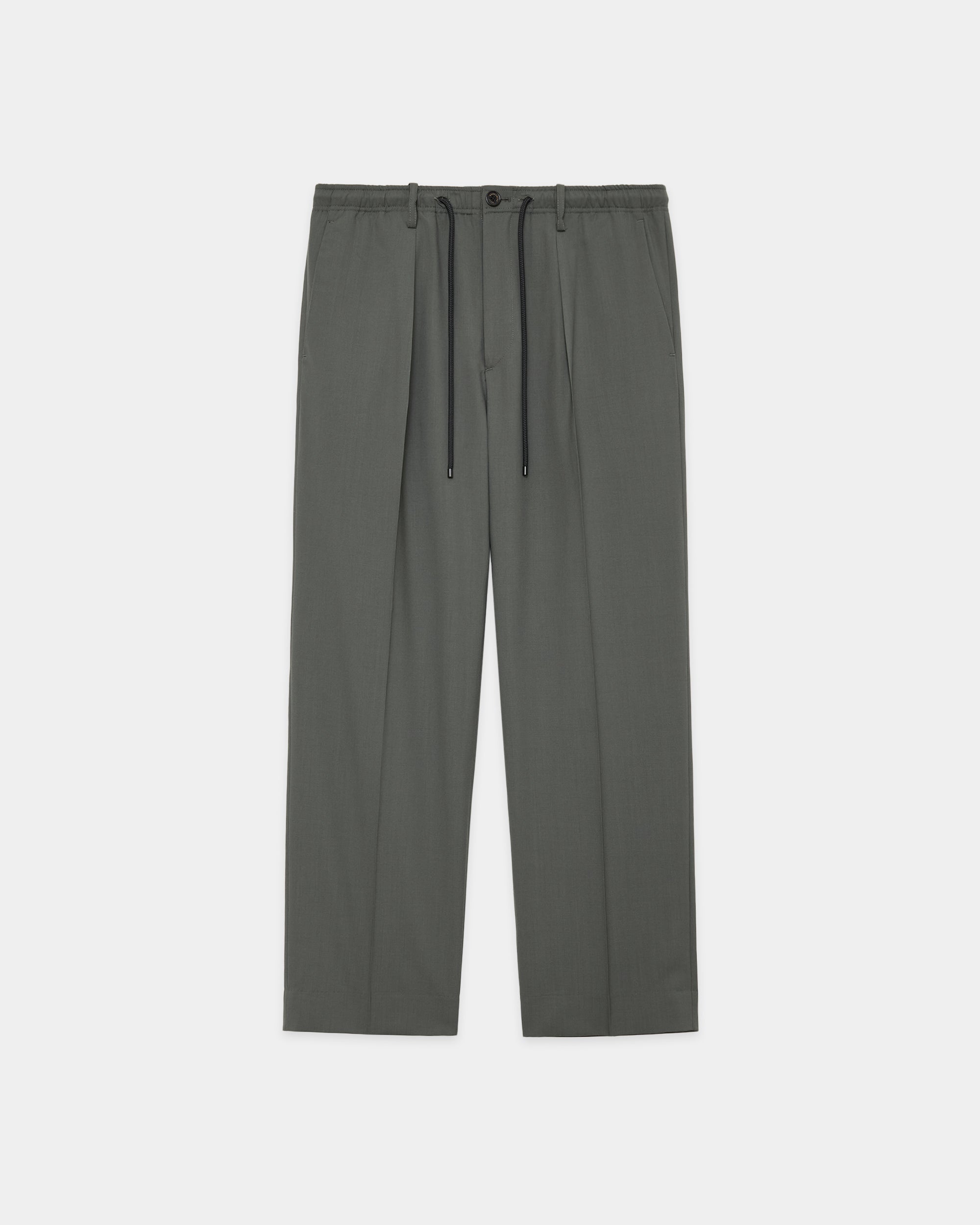 ORGANIC WOOL 2/80 TROPICAL ONE TUCK TAPERED EASY PANTS, Sage Green