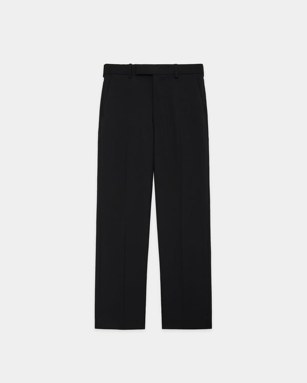 ORGANIC WOOL 2/80 TROPICAL SLIM-STRAIGHT TROUSERS, Black