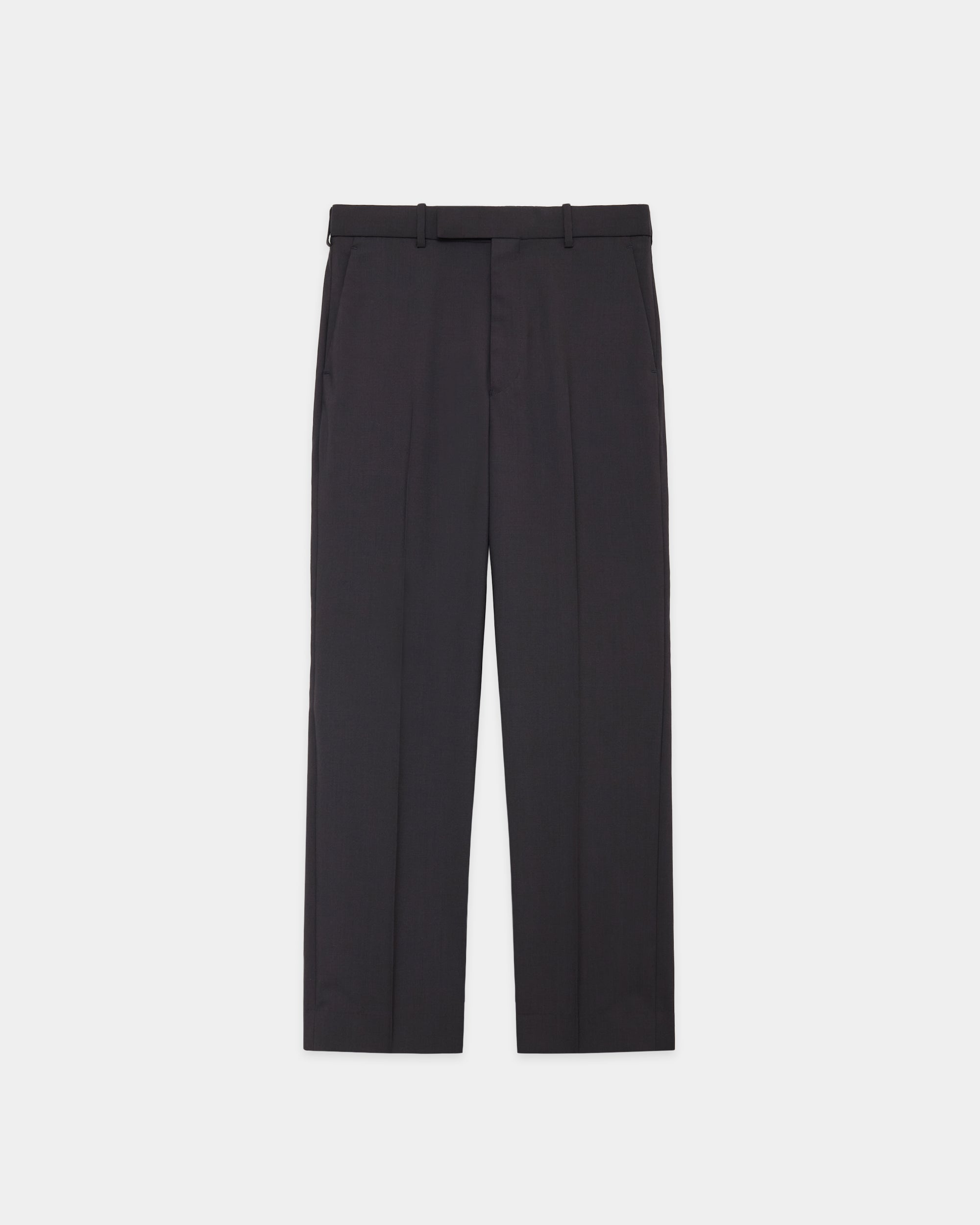 ORGANIC WOOL 2/80 TROPICAL SLIM-STRAIGHT TROUSERS, Charcoal