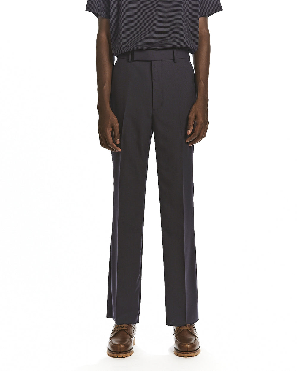 ORGANIC WOOL 2/80 TROPICAL SLIM-STRAIGHT TROUSERS, Charcoal