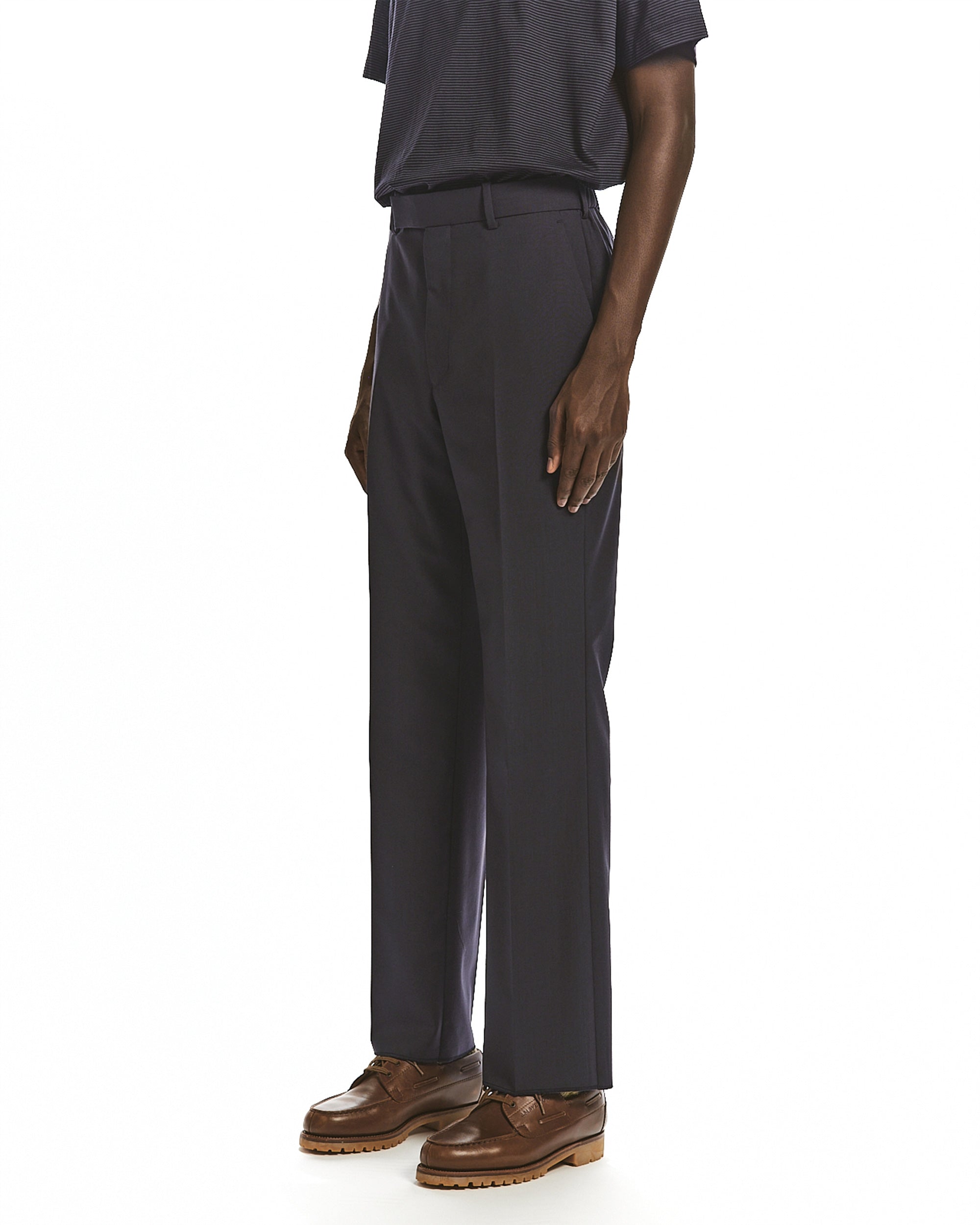 ORGANIC WOOL 2/80 TROPICAL SLIM-STRAIGHT TROUSERS, Charcoal