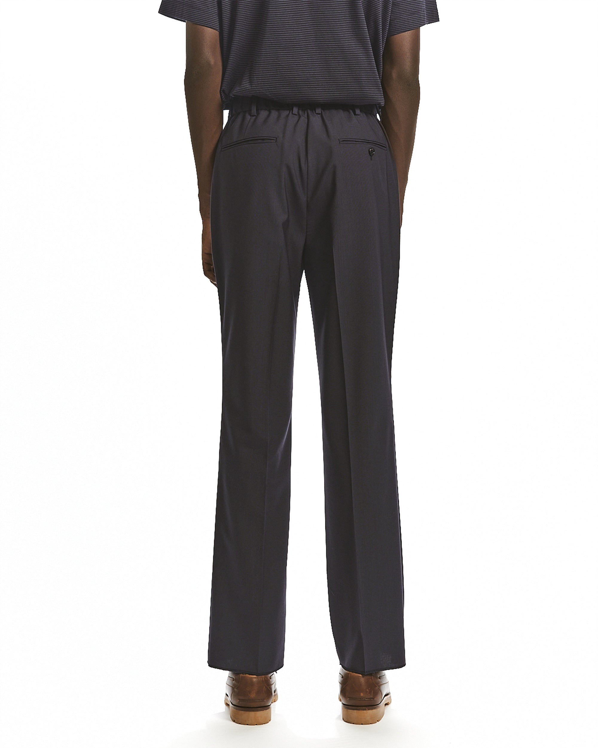 ORGANIC WOOL 2/80 TROPICAL SLIM-STRAIGHT TROUSERS, Charcoal