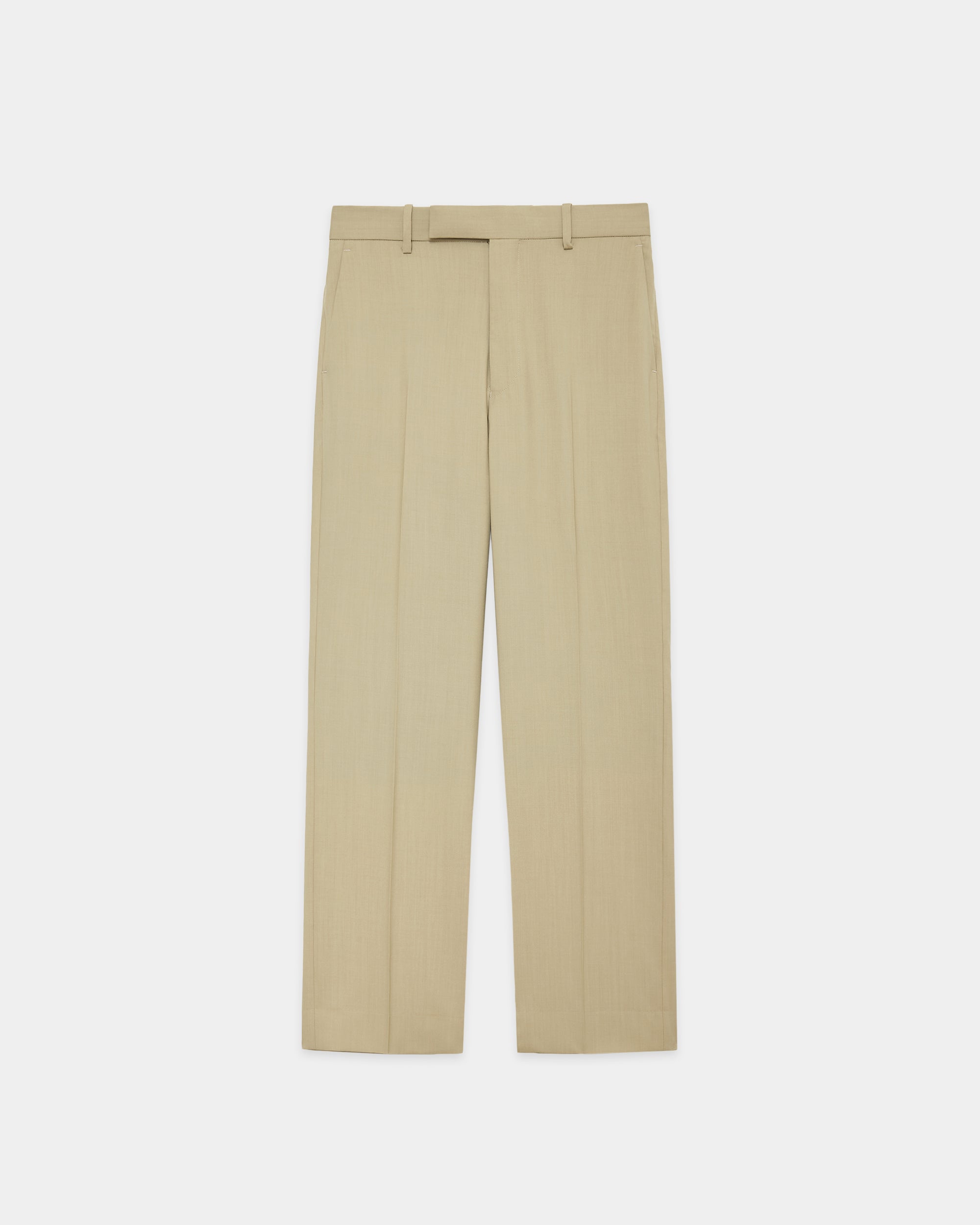 ORGANIC WOOL 2/80 TROPICAL SLIM-STRAIGHT TROUSERS, Beige