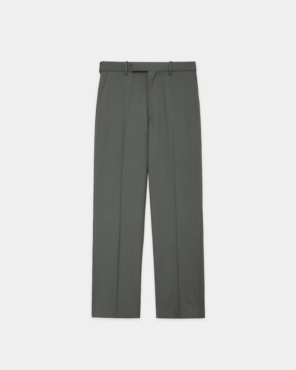 ORGANIC WOOL 2/80 TROPICAL SLIM-STRAIGHT TROUSERS, Sage Green