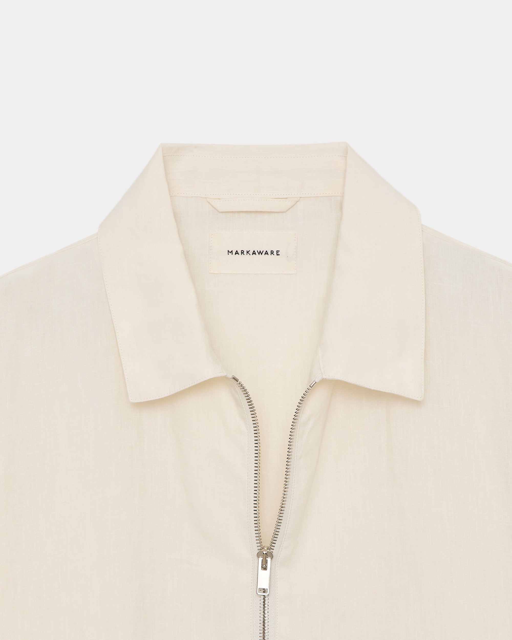 80/1 HEMP TYPEWRITER-CLOTH HALF ZIP SERVICE JACKET, Ivory