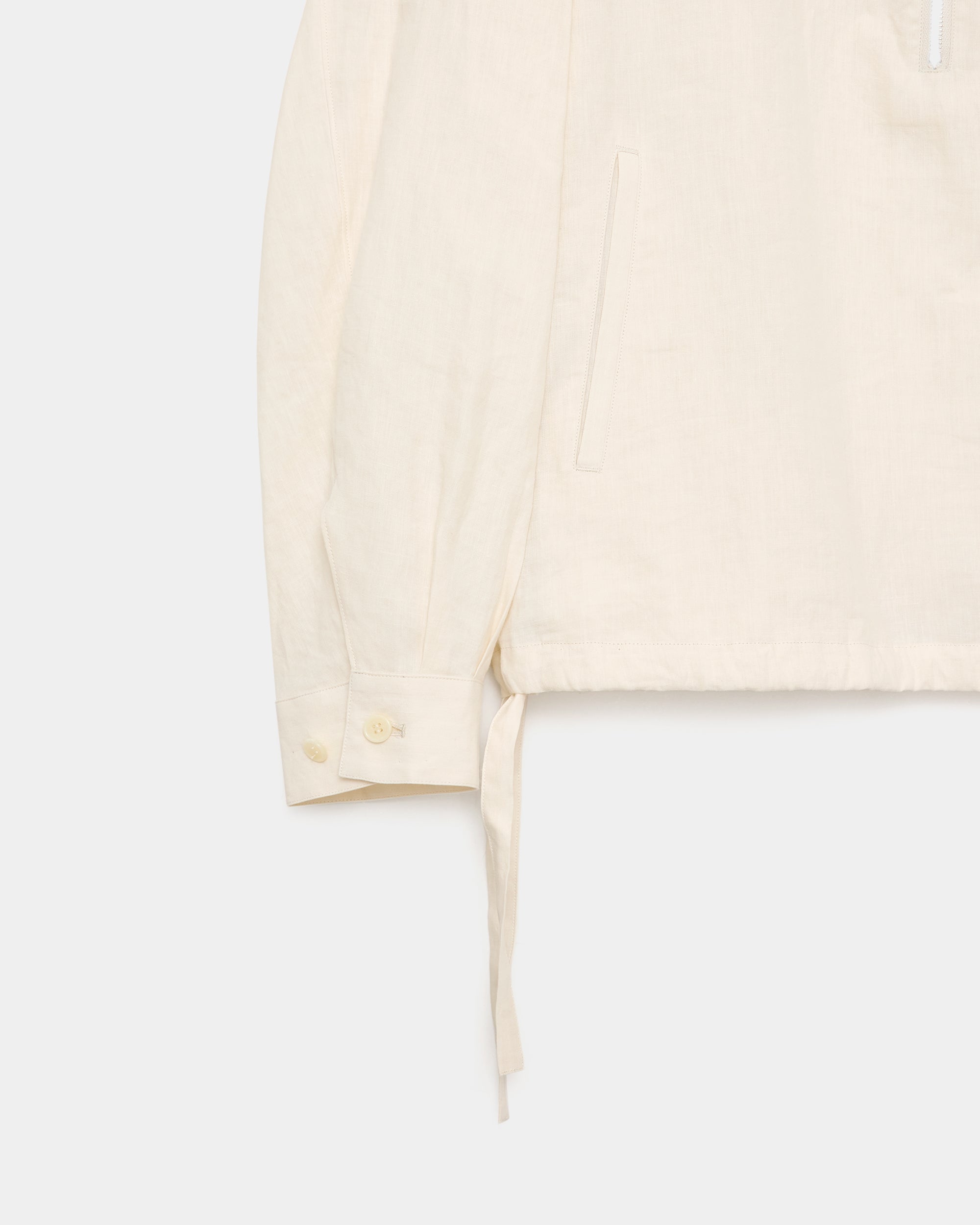 80/1 HEMP TYPEWRITER-CLOTH HALF ZIP SERVICE JACKET, Ivory