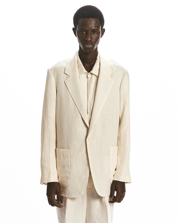 80/1 HEMP TYPEWRITER-CLOTH MACPHERSON JACKET, Ivory