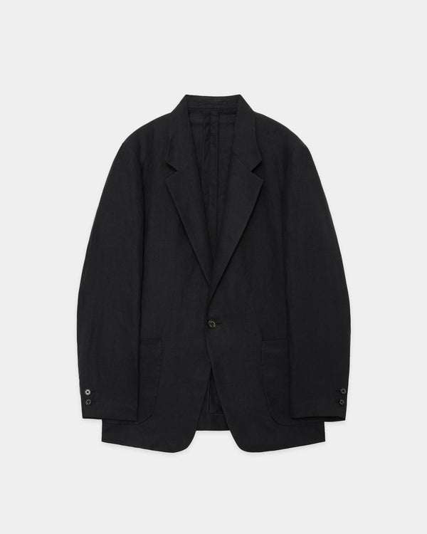 80/1 HEMP TYPEWRITER-CLOTH MACPHERSON JACKET, Black