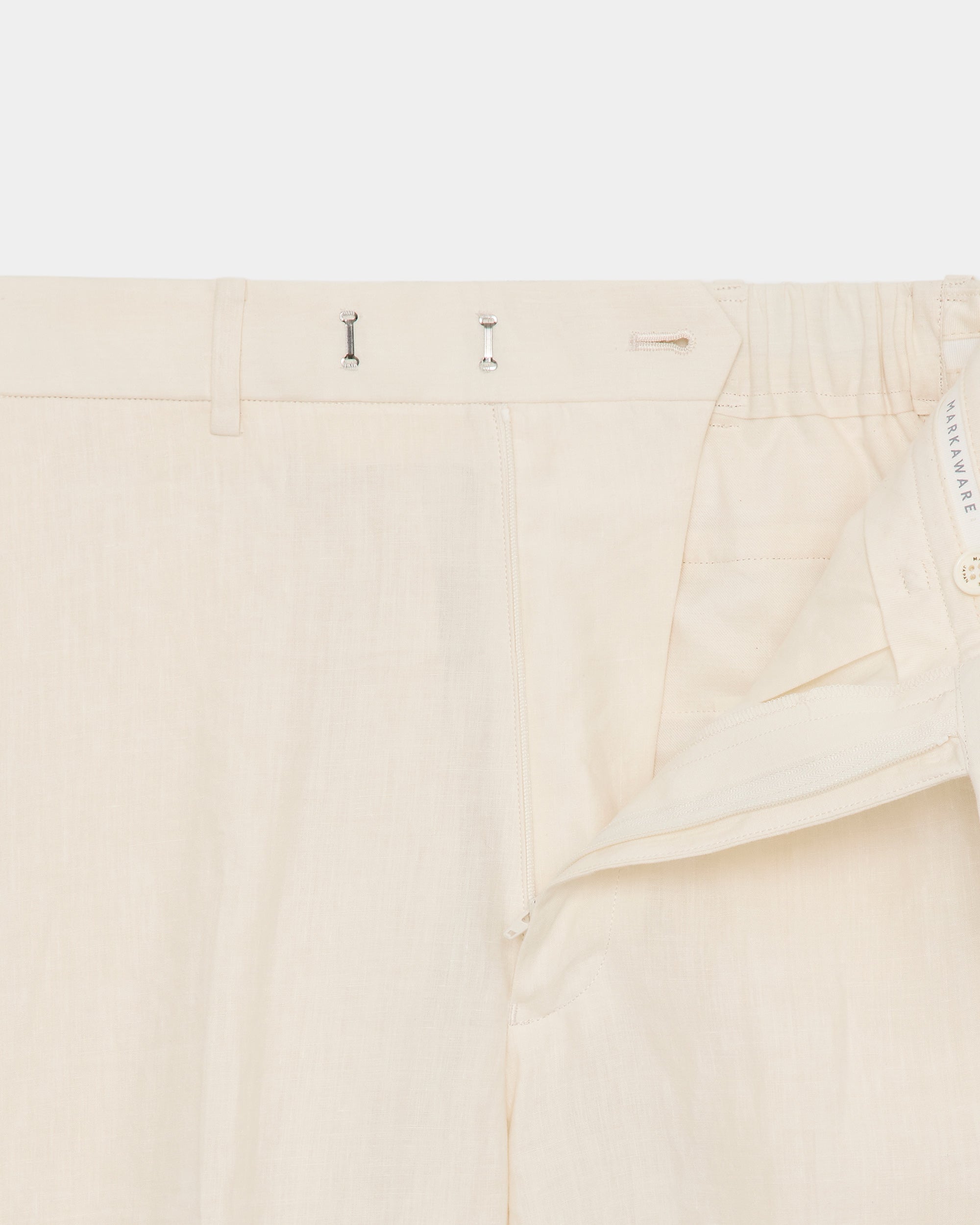 80/1 HEMP TYPEWRITER-CLOTH WIDE STRAIGHT TROUSERS, Ivory