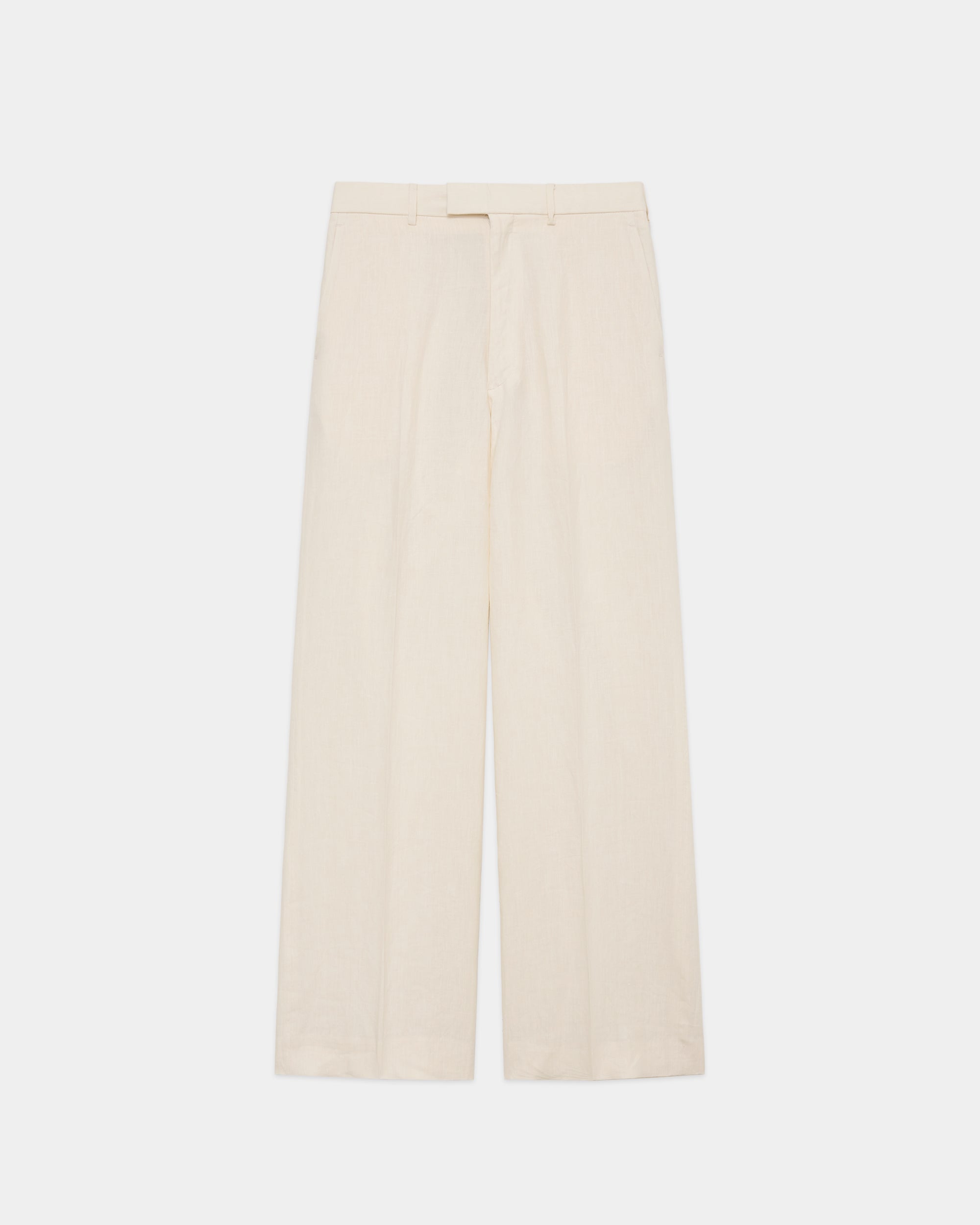 80/1 HEMP TYPEWRITER-CLOTH WIDE STRAIGHT TROUSERS, Ivory