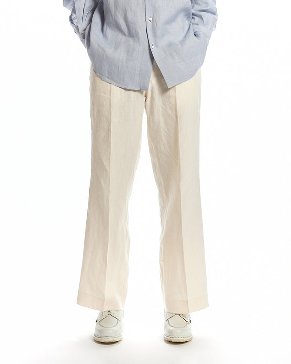 80/1 HEMP TYPEWRITER-CLOTH WIDE STRAIGHT TROUSERS, Ivory