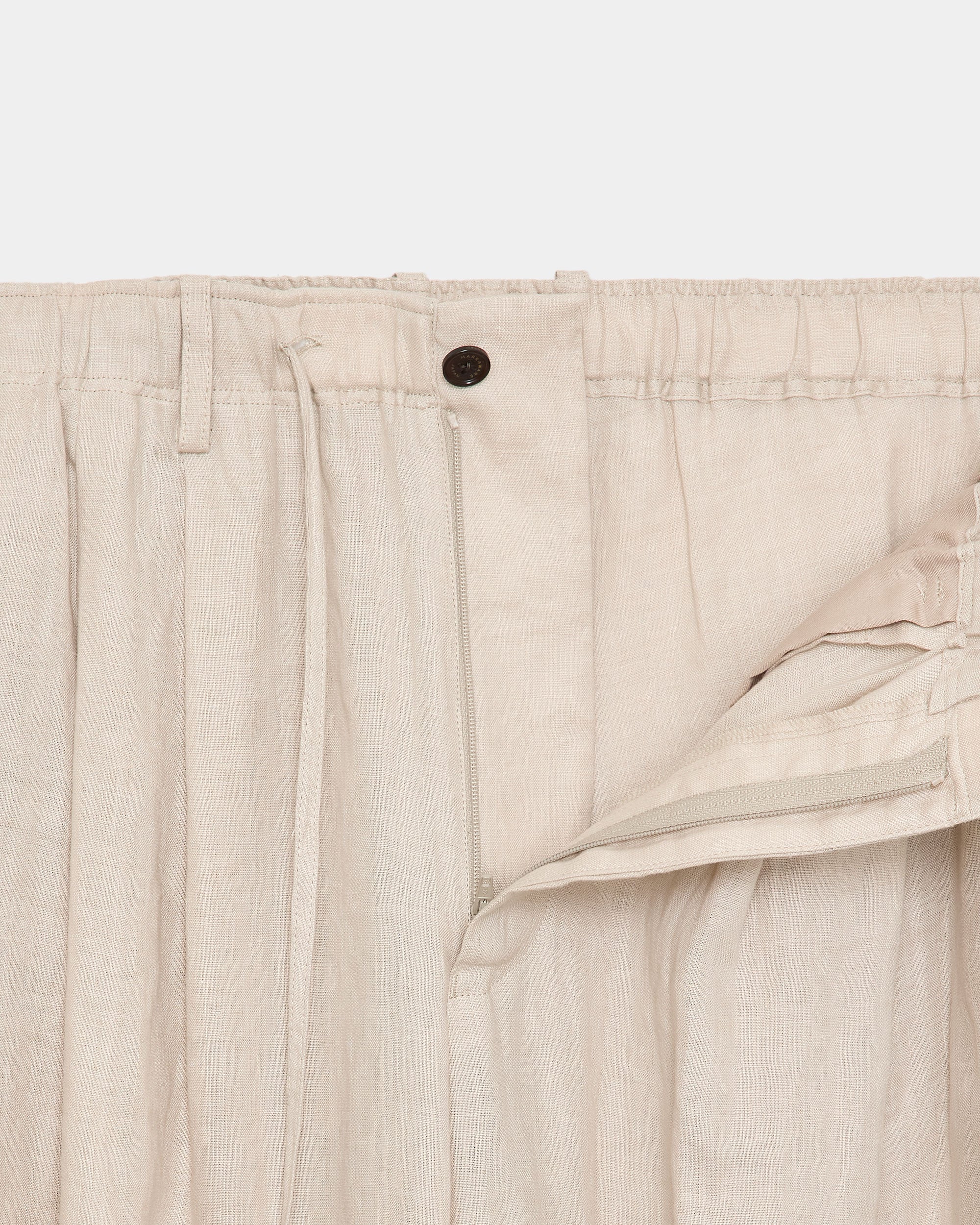 HEMP SHIRTING TRIPLE PLEATED EASY TROUSERS, Taupe