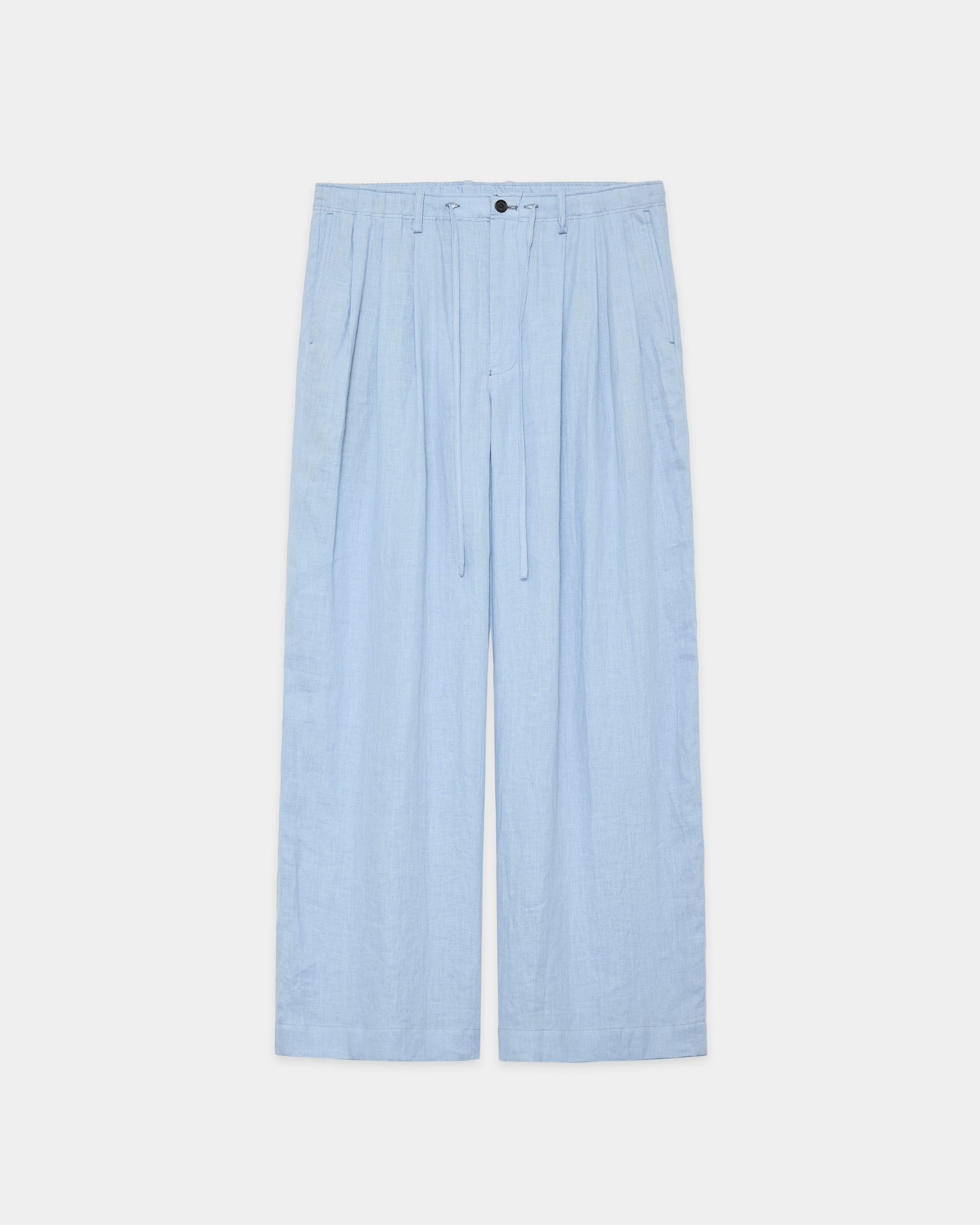 HEMP SHIRTING TRIPLE PLEATED EASY TROUSERS, Old Blue