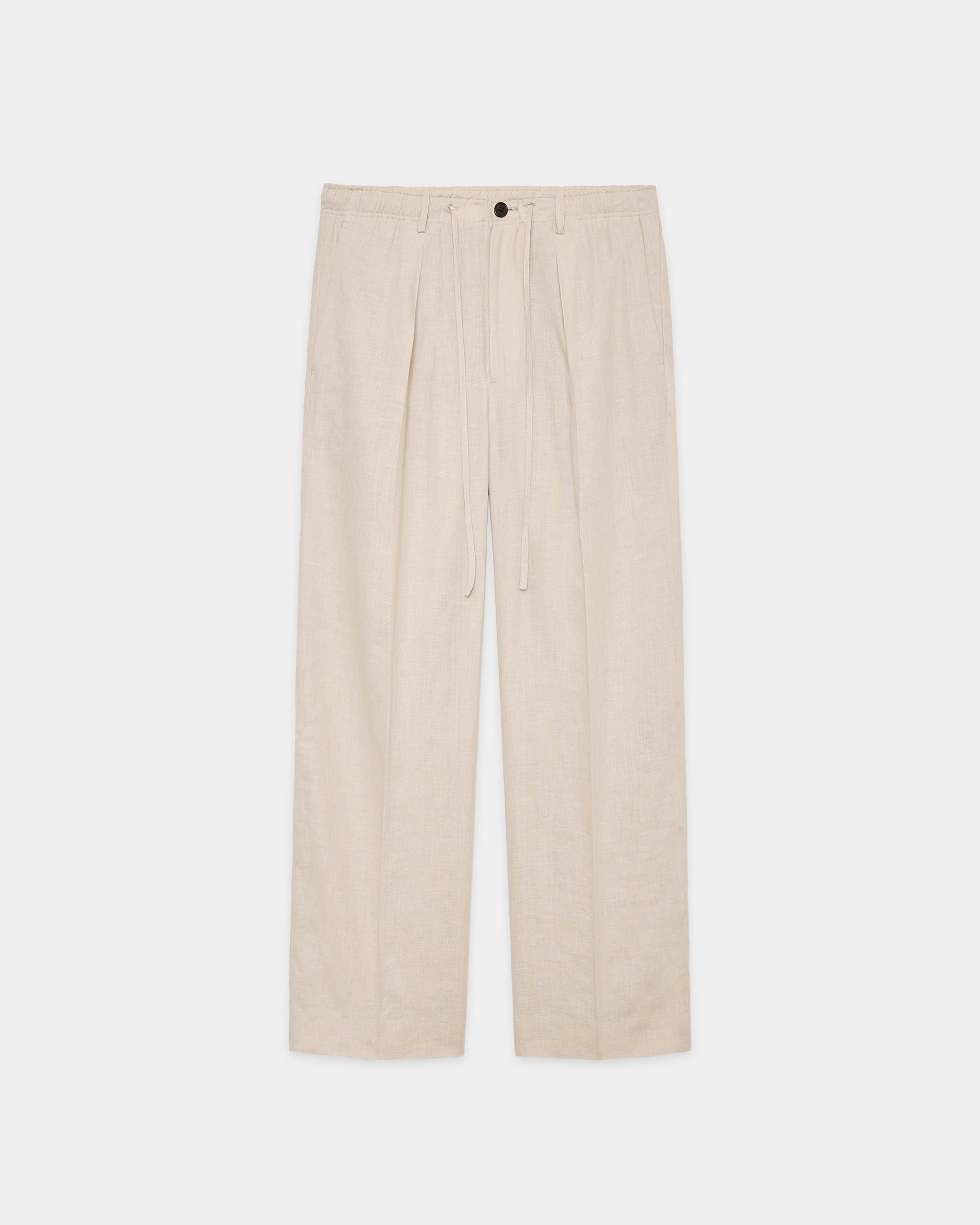 HEMP SHIRTING ONE TUCK TAPERED EASY PANTS, Taupe