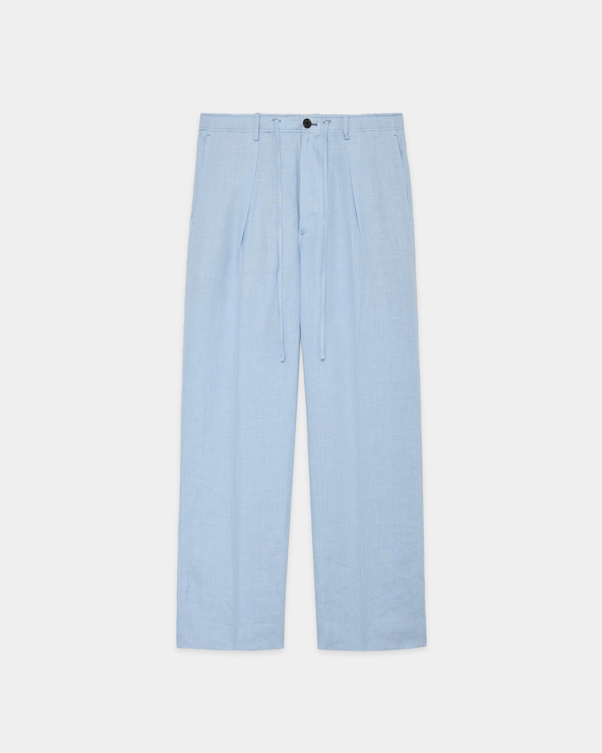 HEMP SHIRTING ONE TUCK TAPERED EASY PANTS, Old Blue