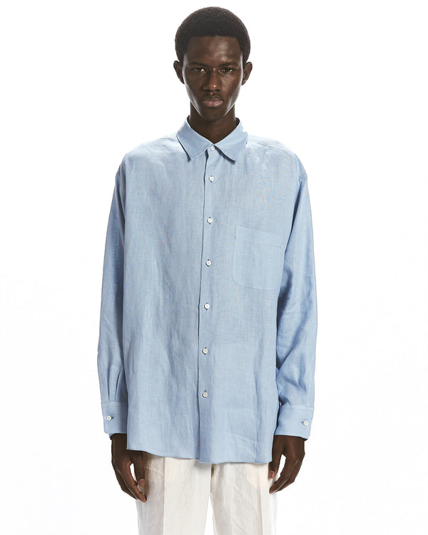 HEMP SHIRTING COMFORT FIT SHIRT, Old Blue