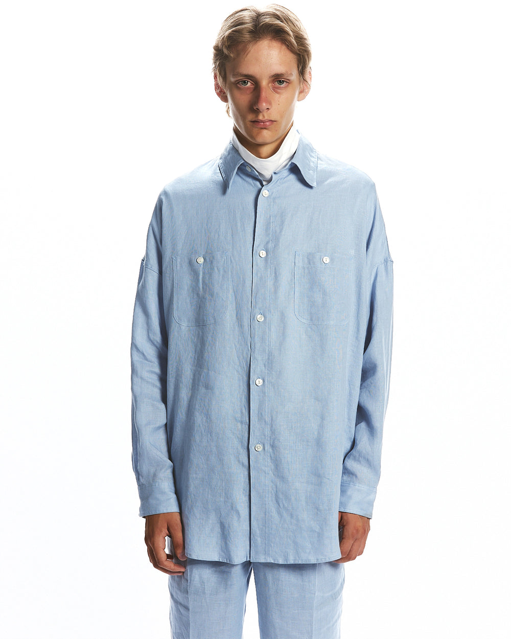 HEMP SHIRTING TENT LONG SHIRT, Old Blue