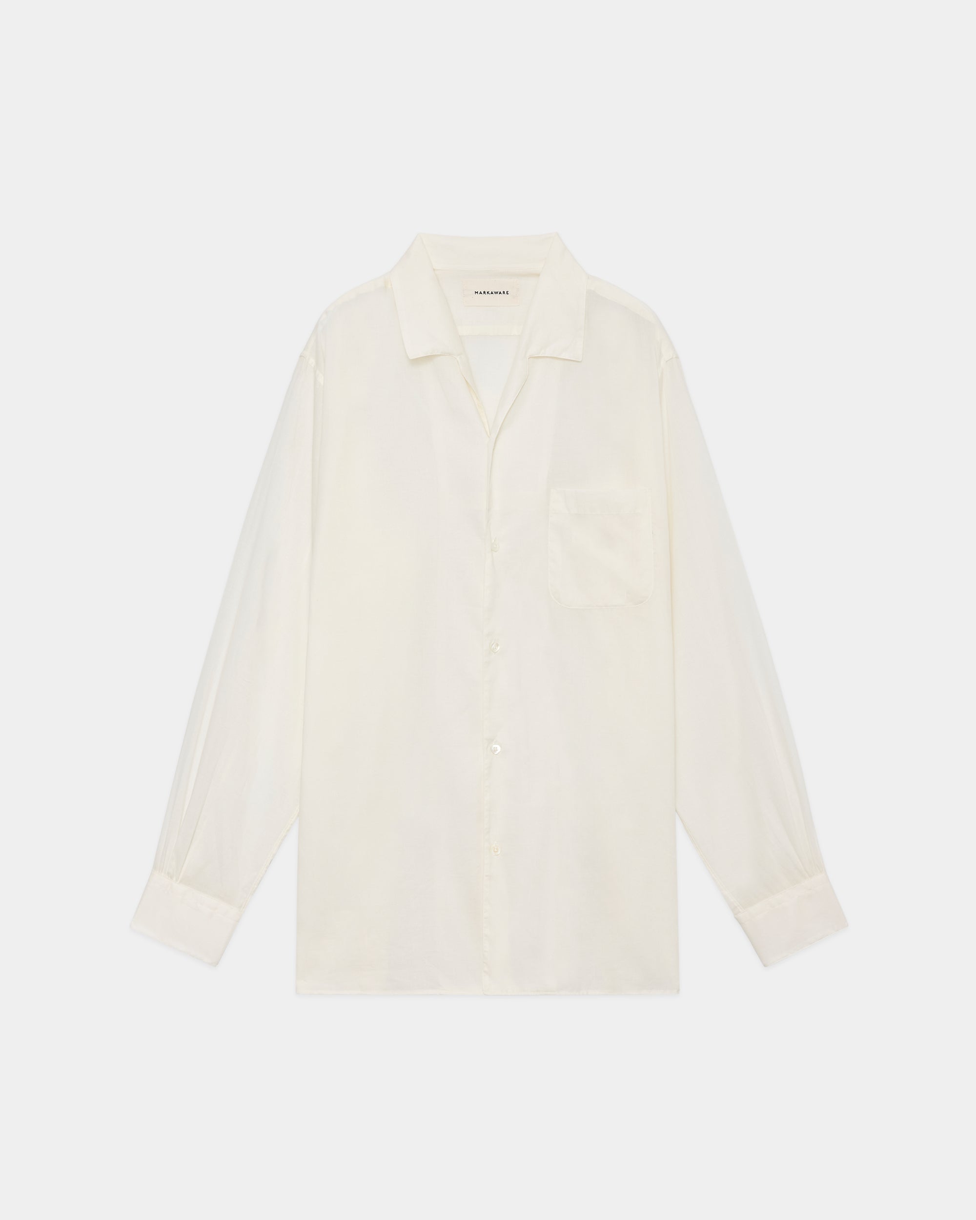 ORGANIC COTTON LOAN ITALIAN OPEN COLLAR SHIRT, Ivory