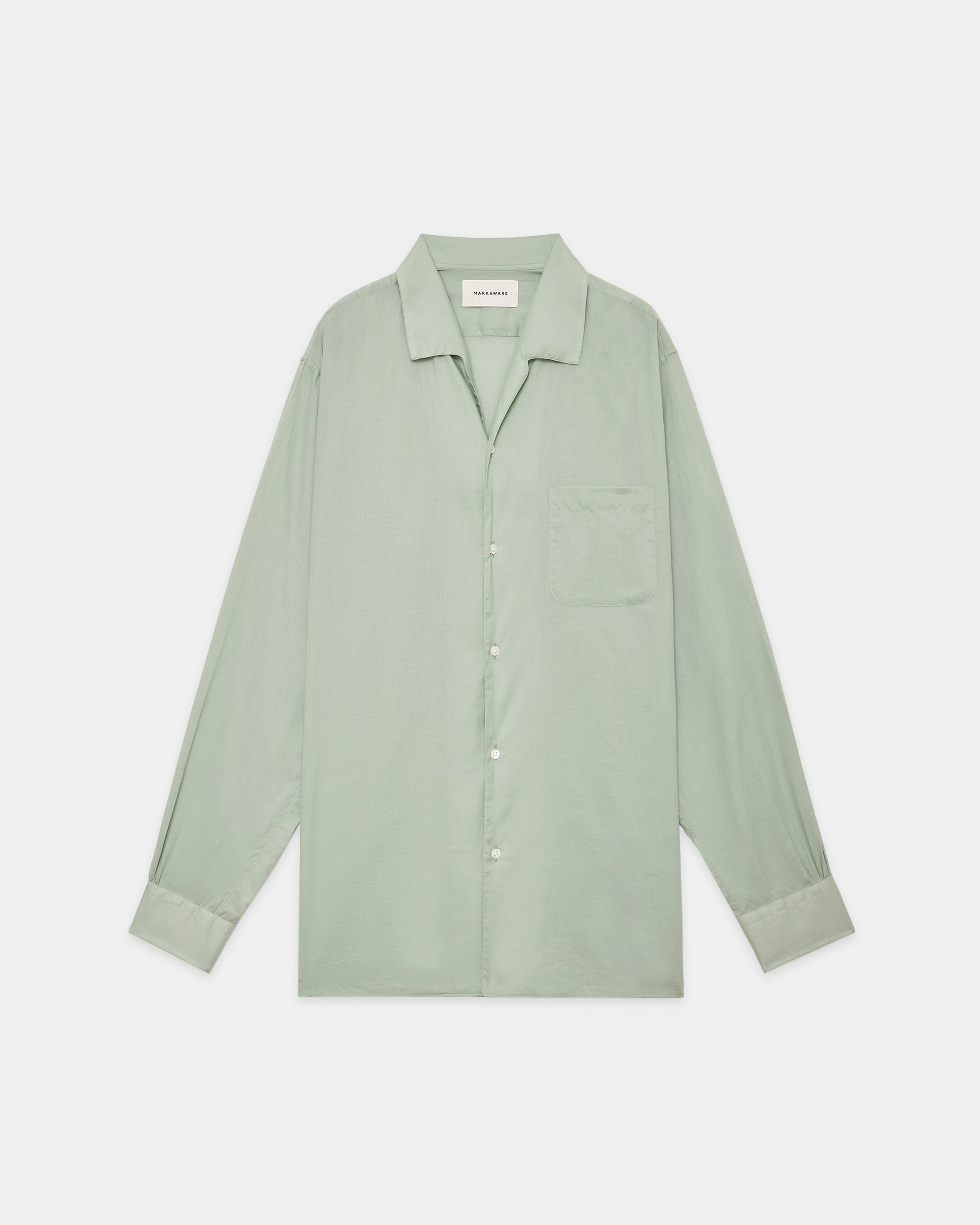 ORGANIC COTTON LOAN ITALIAN OPEN COLLAR SHIRT, Sage