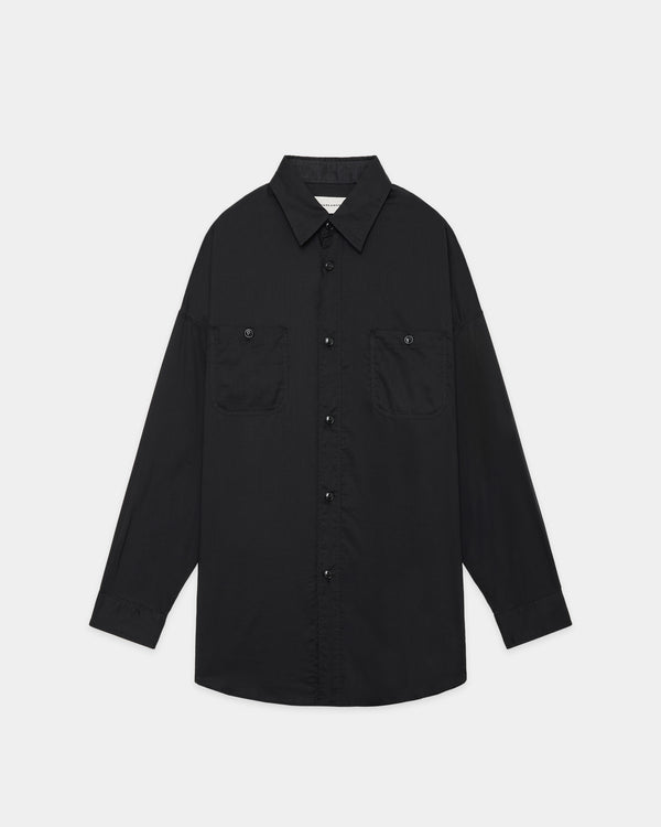 ORGANIC COTTON LOAN TENT LONG SHIRT, Black