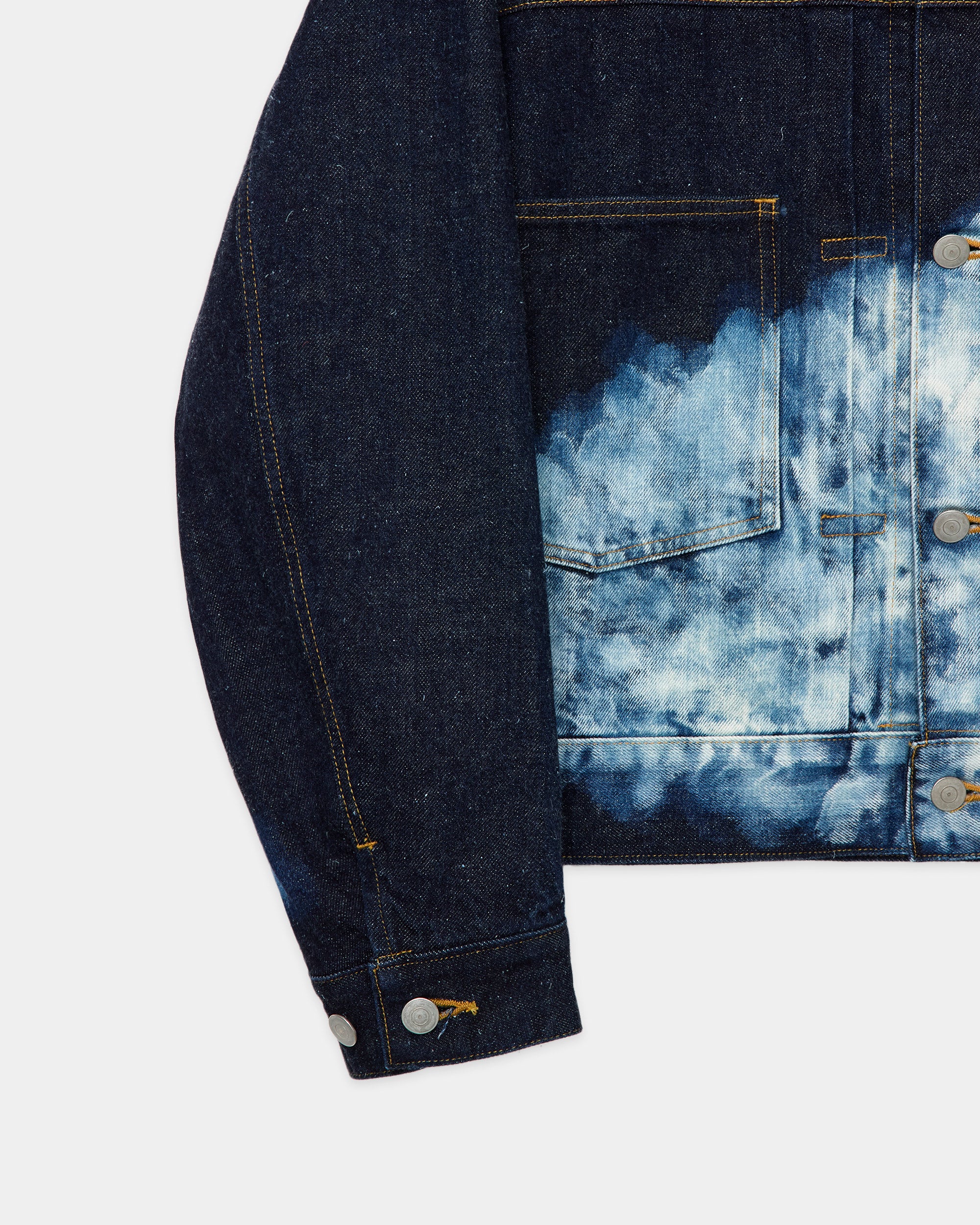 KIMONO DENIM SHORT DENIM JACKET, Indigo Cloudy Bleaching