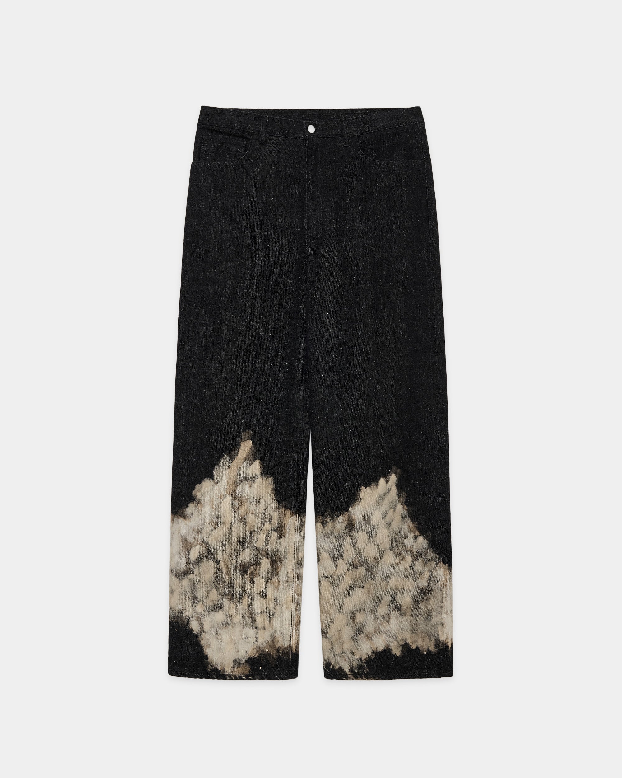 KIMONO DENIM WIDE STRAIGHT DENIM, Black Cloudy Bleaching