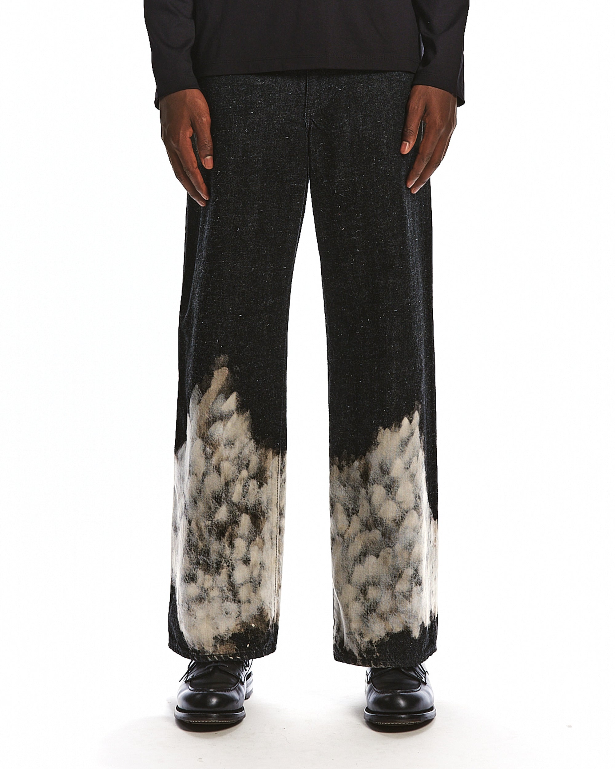 KIMONO DENIM WIDE STRAIGHT DENIM, Black Cloudy Bleaching