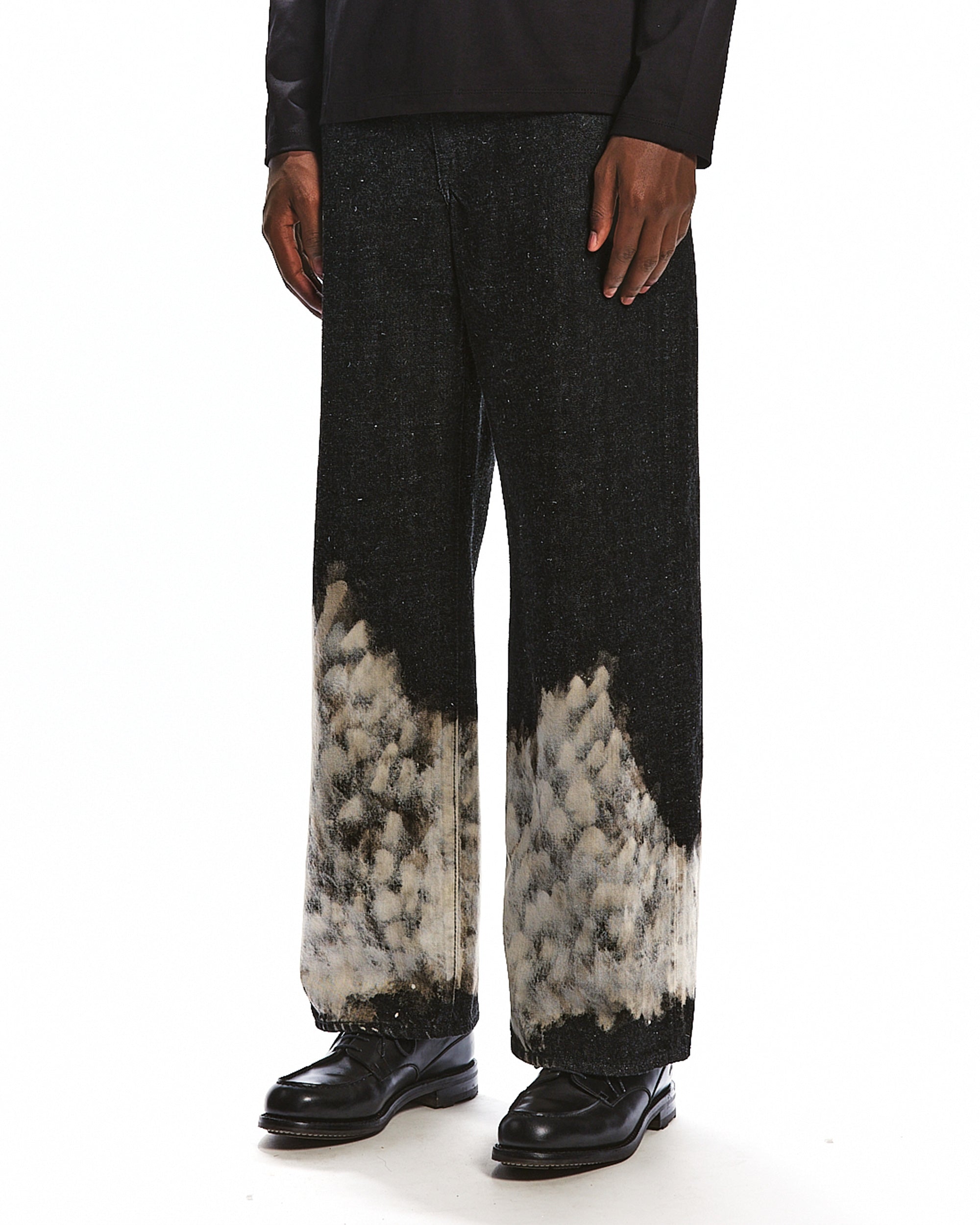 KIMONO DENIM WIDE STRAIGHT DENIM, Black Cloudy Bleaching