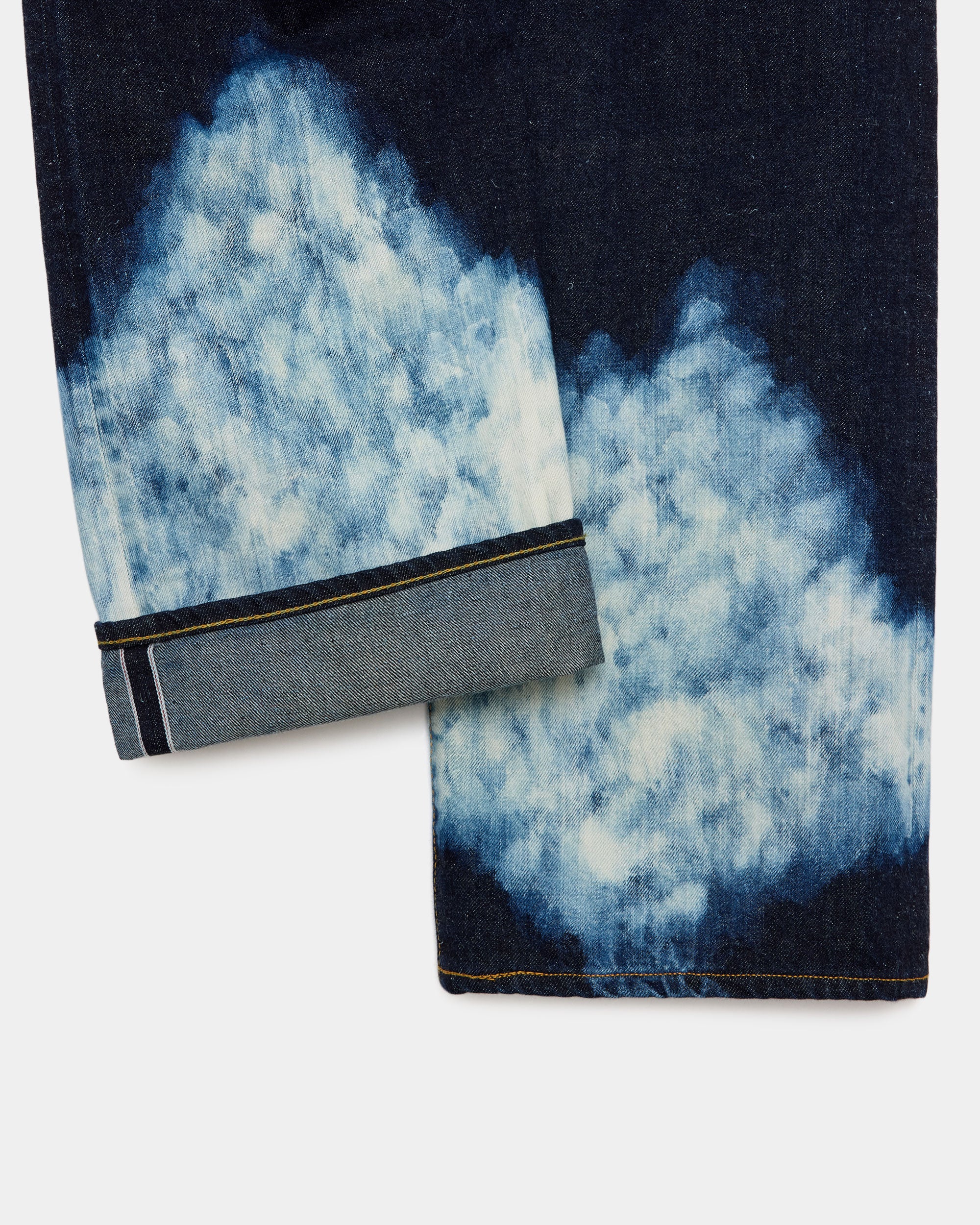 KIMONO DENIM WIDE STRAIGHT DENIM, Indigo Cloudy Bleaching