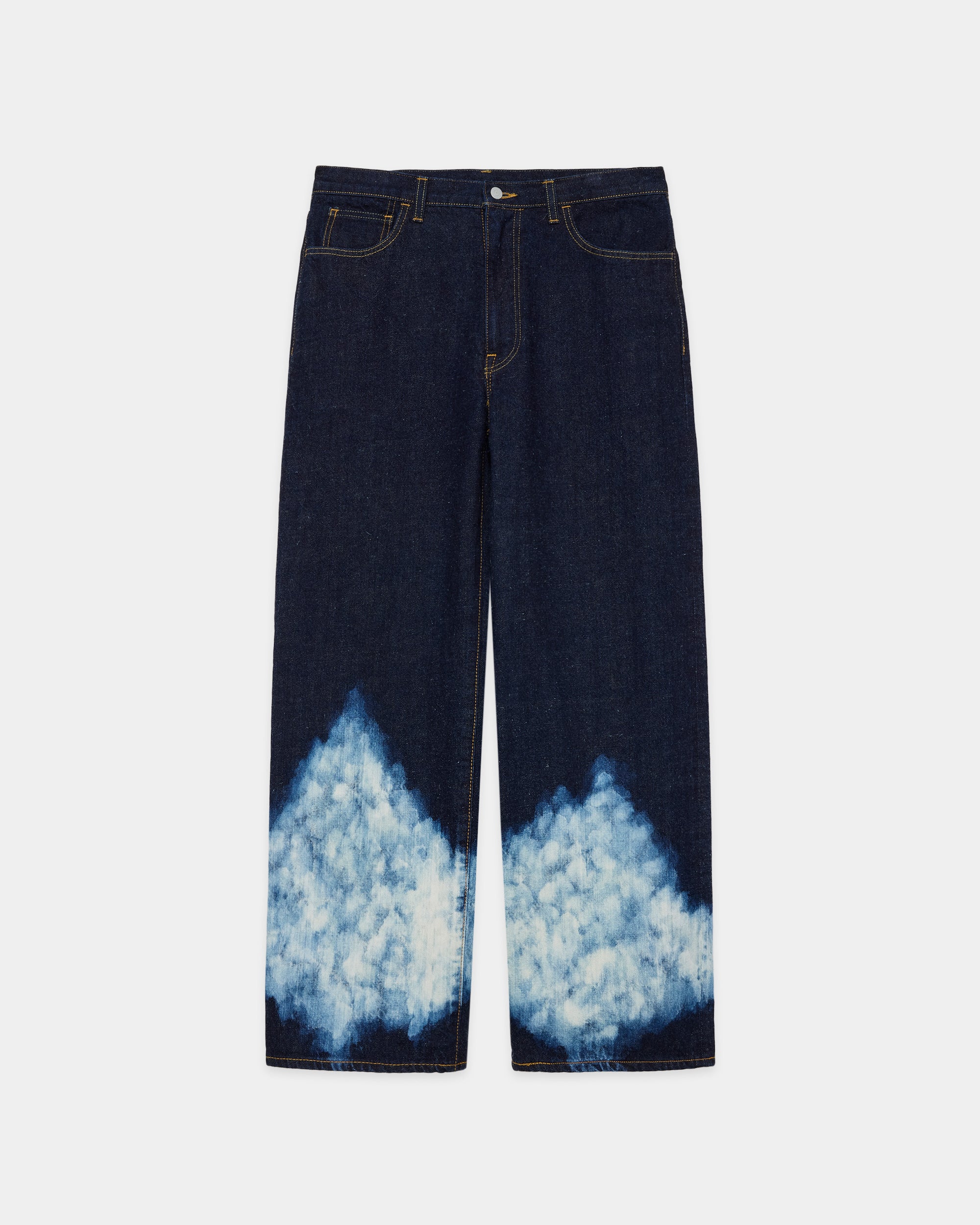 KIMONO DENIM WIDE STRAIGHT DENIM, Indigo Cloudy Bleaching