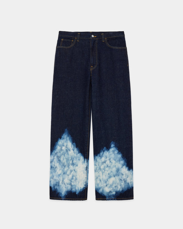 KIMONO DENIM WIDE STRAIGHT DENIM, Indigo Cloudy Bleaching